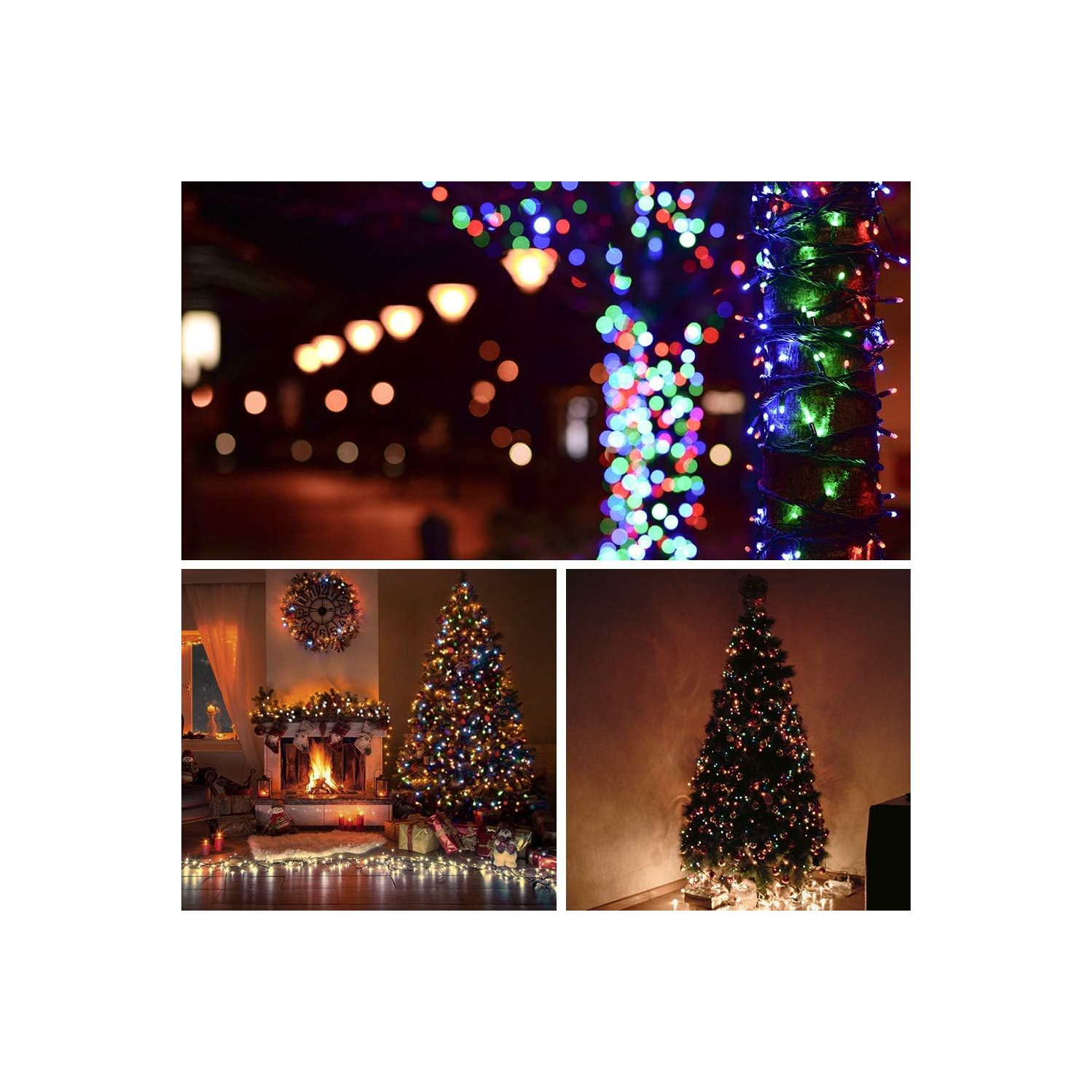 Guirlande de lumières LED de 105 pi avec fiche bout à bout, lumières d'intérieur d'arbre de Noël, 300 lumières