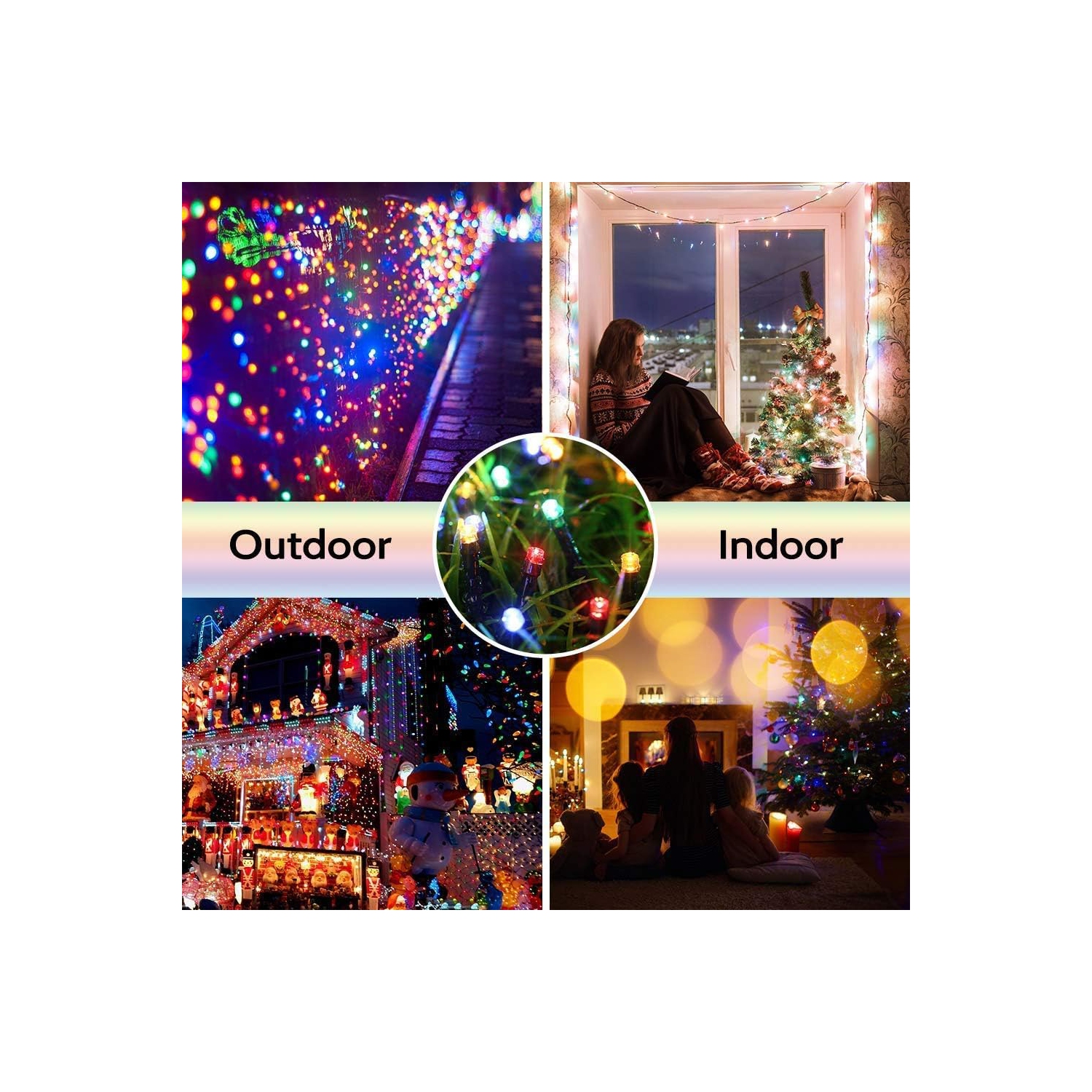 Guirlande de lumières LED de 105 pi avec fiche bout à bout, lumières d'intérieur d'arbre de Noël, 300 lumières