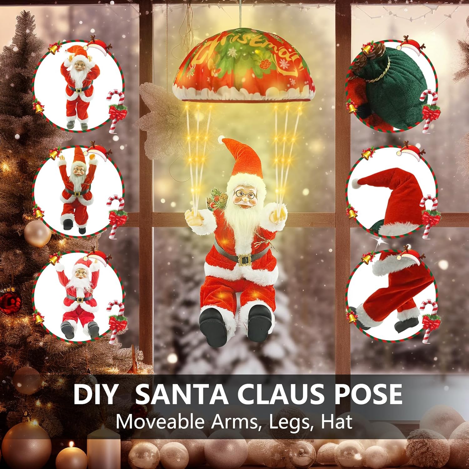 Décorations de Noël lumières, Décoration de Noël intérieure et extérieure avec LED, Lumières de Noël avec père Noël, Guirlande de décorations de Noël