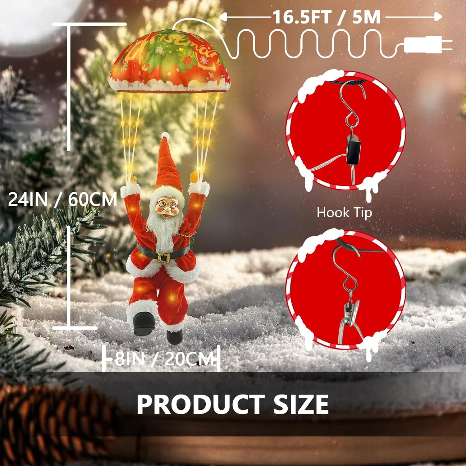 Décorations de Noël lumières, Décoration de Noël intérieure et extérieure avec LED, Lumières de Noël avec père Noël, Guirlande de décorations de Noël