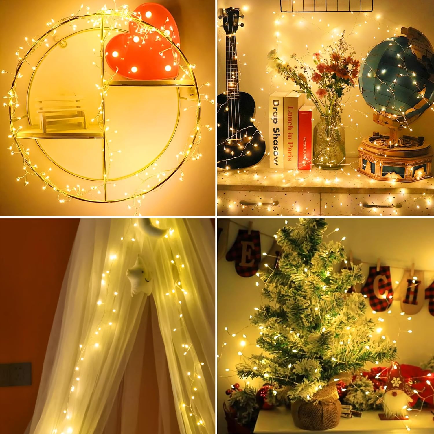 200 LED String Lights, 20FT Battery Powered Fairy Lights Indoor Outdoor, Waterproof 8 Modes Copper Wire Christmas String Lights