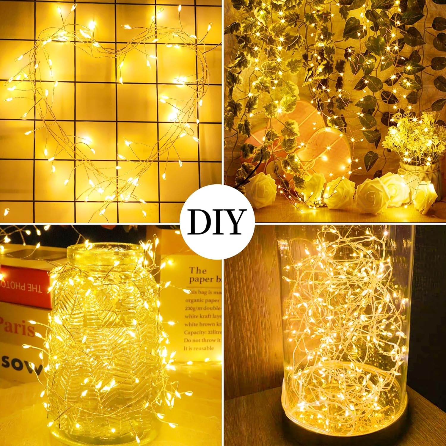 200 LED String Lights, 20FT Battery Powered Fairy Lights Indoor Outdoor, Waterproof 8 Modes Copper Wire Christmas String Lights