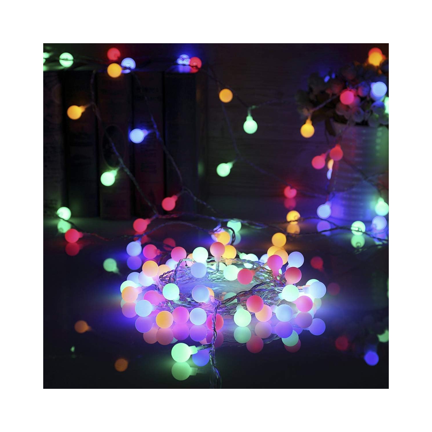 Guirlande de lumières Globe Fairy alimentée par pile 49 pi/15&nbsp;M 100 unités LED 8 modes étanche avec télécommande et minuterie