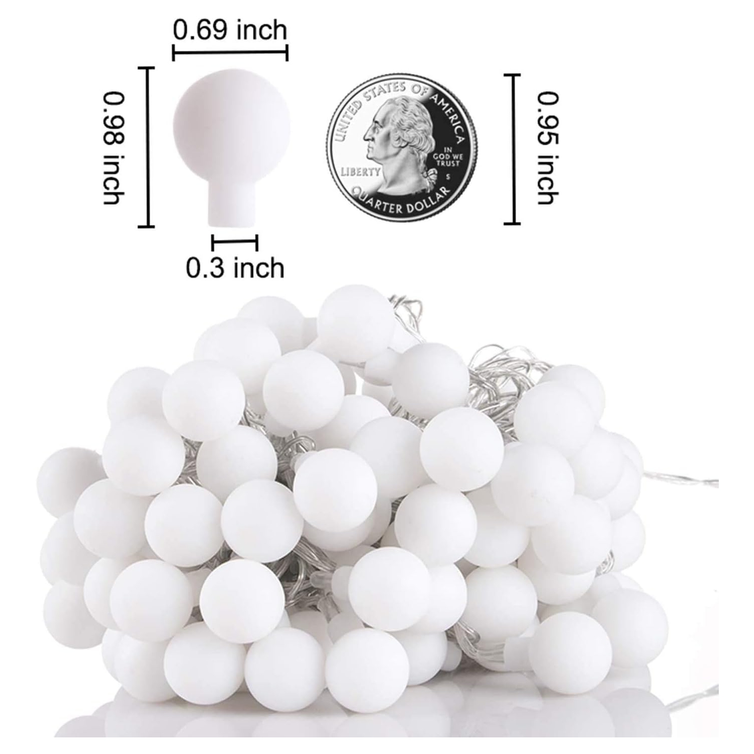 Guirlande de lumières Globe Fairy alimentée par pile 49 pi/15&nbsp;M 100 unités LED 8 modes étanche avec télécommande et minuterie