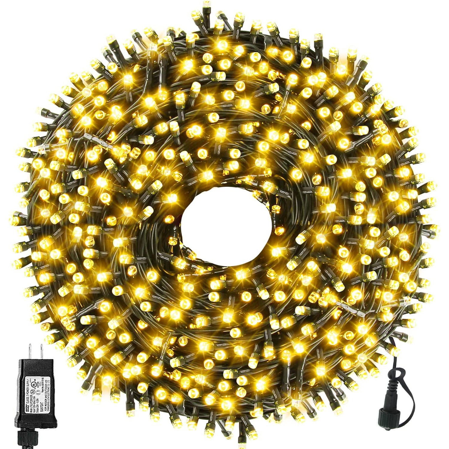 Guirlande de lumières LED de 105 pi 300 avec fiche bout à bout, lumières de Noël d'intérieur pour la fête des fêtes de mariage de Noël
