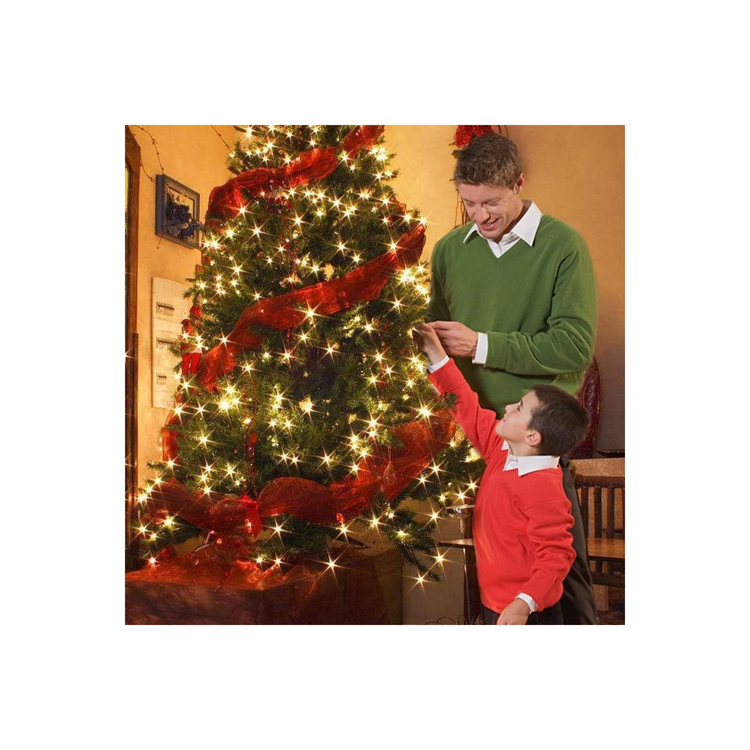 Guirlande de lumières LED de 105 pi 300 avec fiche bout à bout, lumières de Noël d'intérieur pour la fête des fêtes de mariage de Noël