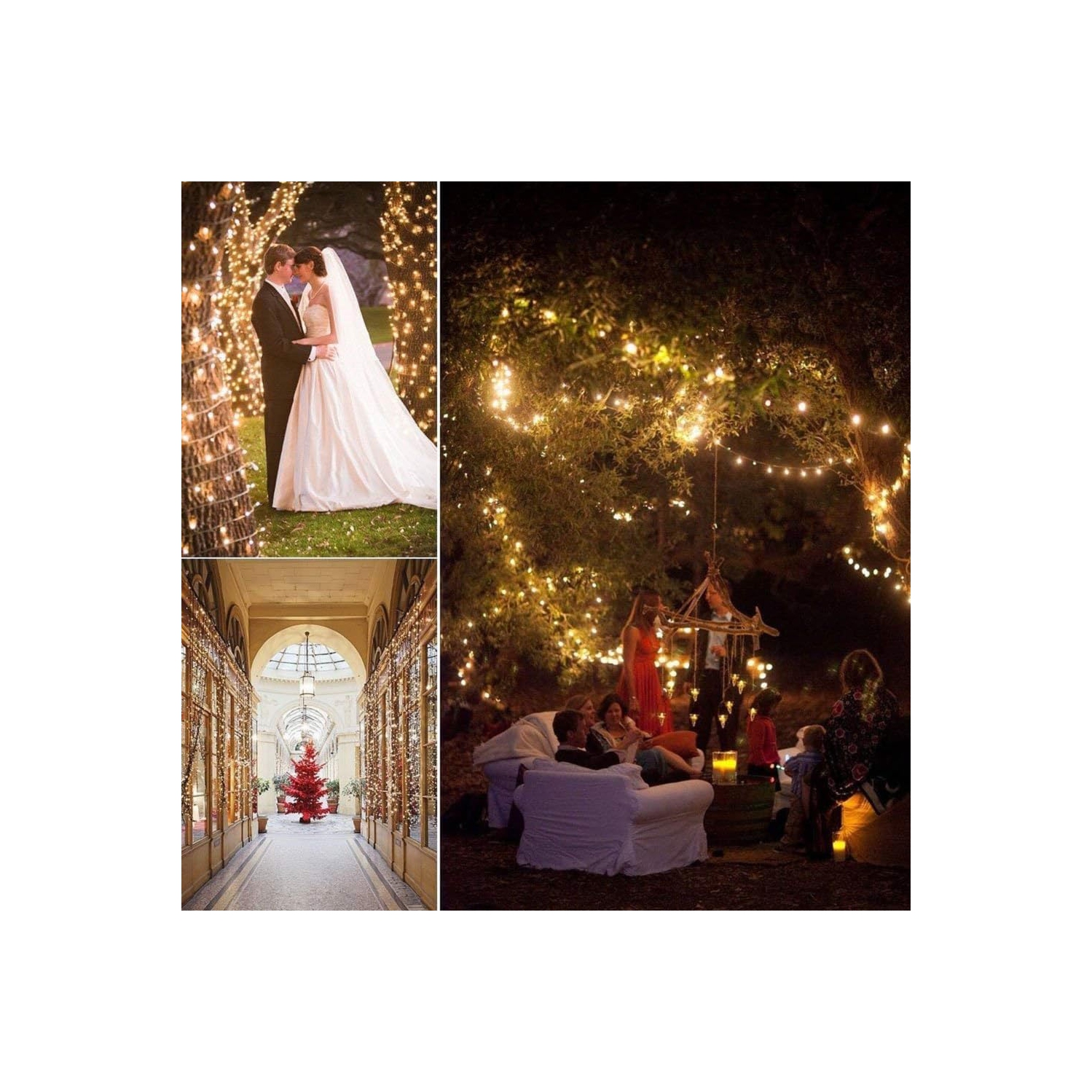 Guirlande de lumières LED de 105 pi 300 avec fiche bout à bout, lumières de Noël d'intérieur pour la fête des fêtes de mariage de Noël