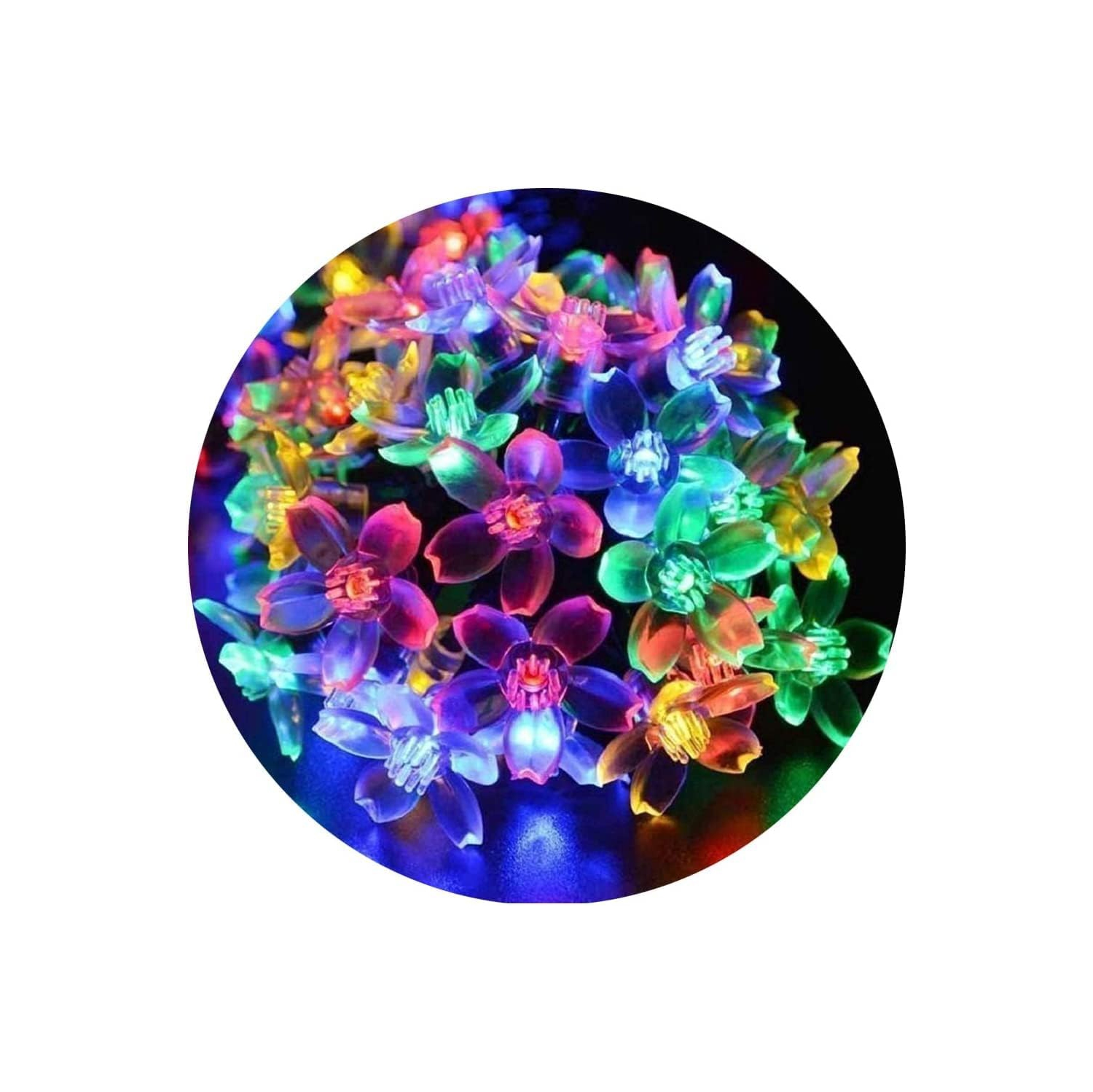 Lumières de Noël Décoration de chambre Jeu de lumières en forme de fleurs 33 pi 100LED 8 modes Fleurs d'intérieur de fête de mariage LED