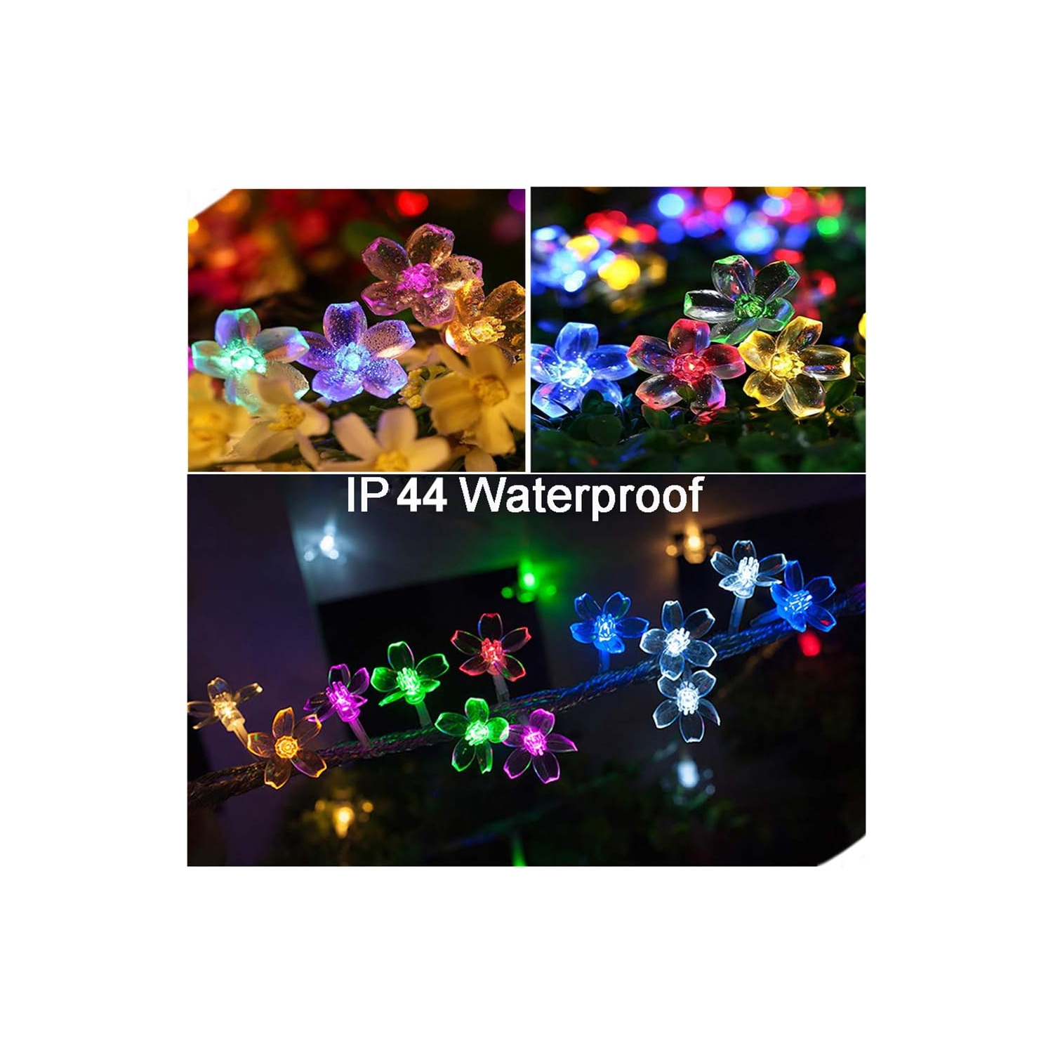 Lumières de Noël Décoration de chambre Jeu de lumières en forme de fleurs 33 pi 100LED 8 modes Fleurs d'intérieur de fête de mariage LED