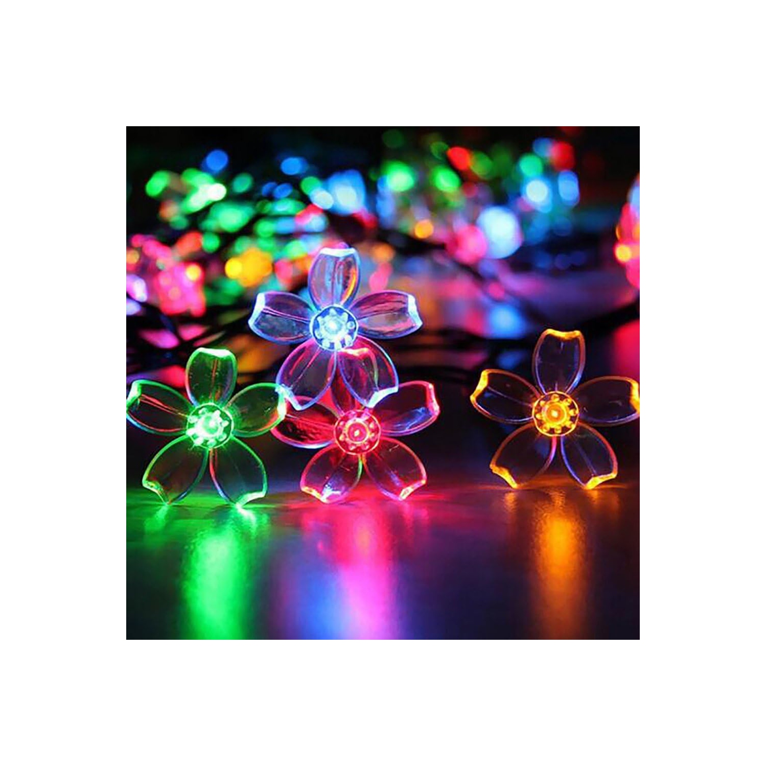 Lumières de Noël Décoration de chambre Jeu de lumières en forme de fleurs 33 pi 100LED 8 modes Fleurs d'intérieur de fête de mariage LED