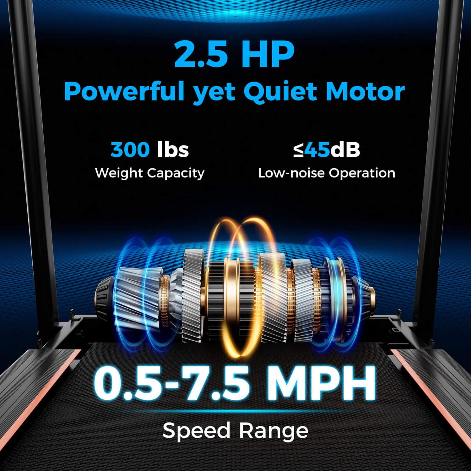 Tapis roulant de marche 2,5 HP de Costway avec longues mains courantes pour écran LED des capteurs de pouls pour aînés