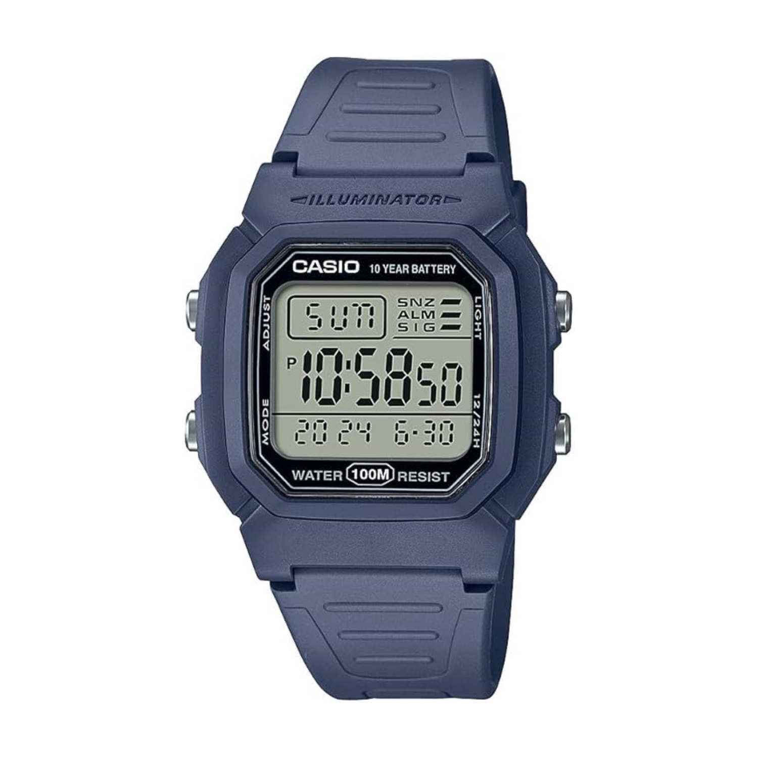 Casio Illuminator 10-Year Battery Digital Watch W-800H-2AVCF, Blue, Sport