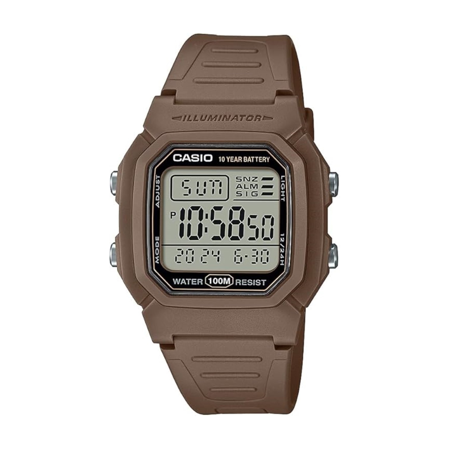 Casio – Montre numérique Illuminator avec pile, 10 ans, W-800H-5BRCF, beige, W-800H-5AV