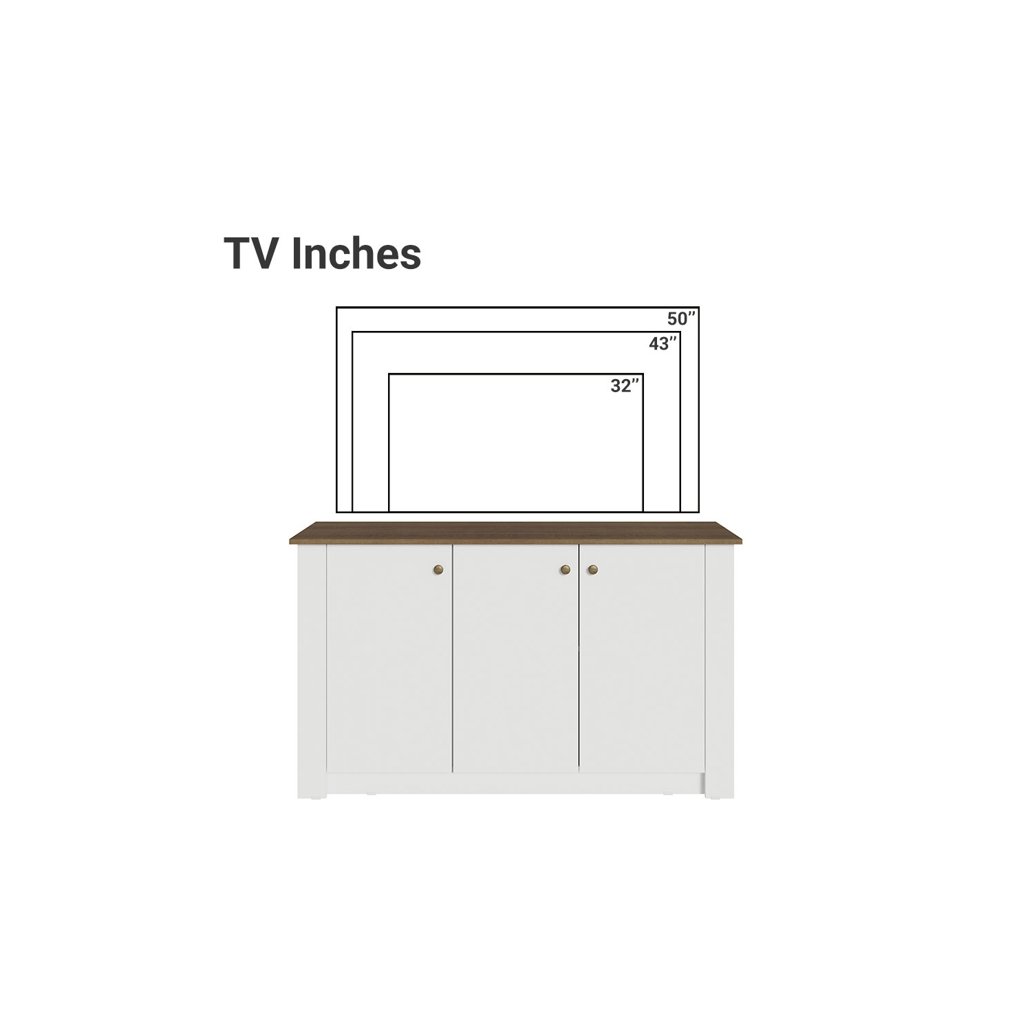 Madesa TV Stand and Storage Cabinet with 3 Doors Wooden Entertainment Unit for Living Room or Bedroom Ideal for Storing Media Devices, Remote