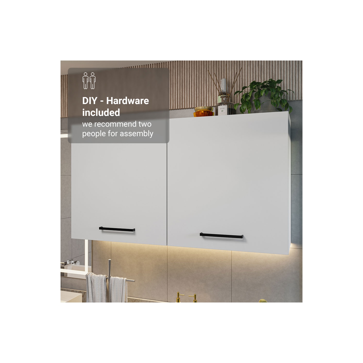 Madesa Bathroom Wall Cabinet with 2 Doors and Shelves Wooden Storage Unit for Toiletries, Towels, and Skincare Ideal for Bathroom Organization and