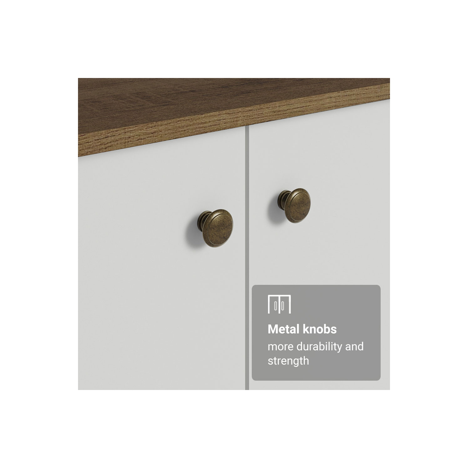 Madesa Home Bar Buffet Storage Cabinet with 3 Doors – Wooden Organization Unit for Kitchen, Dining Room, Ideal for Storing Glassware, Drinks, and