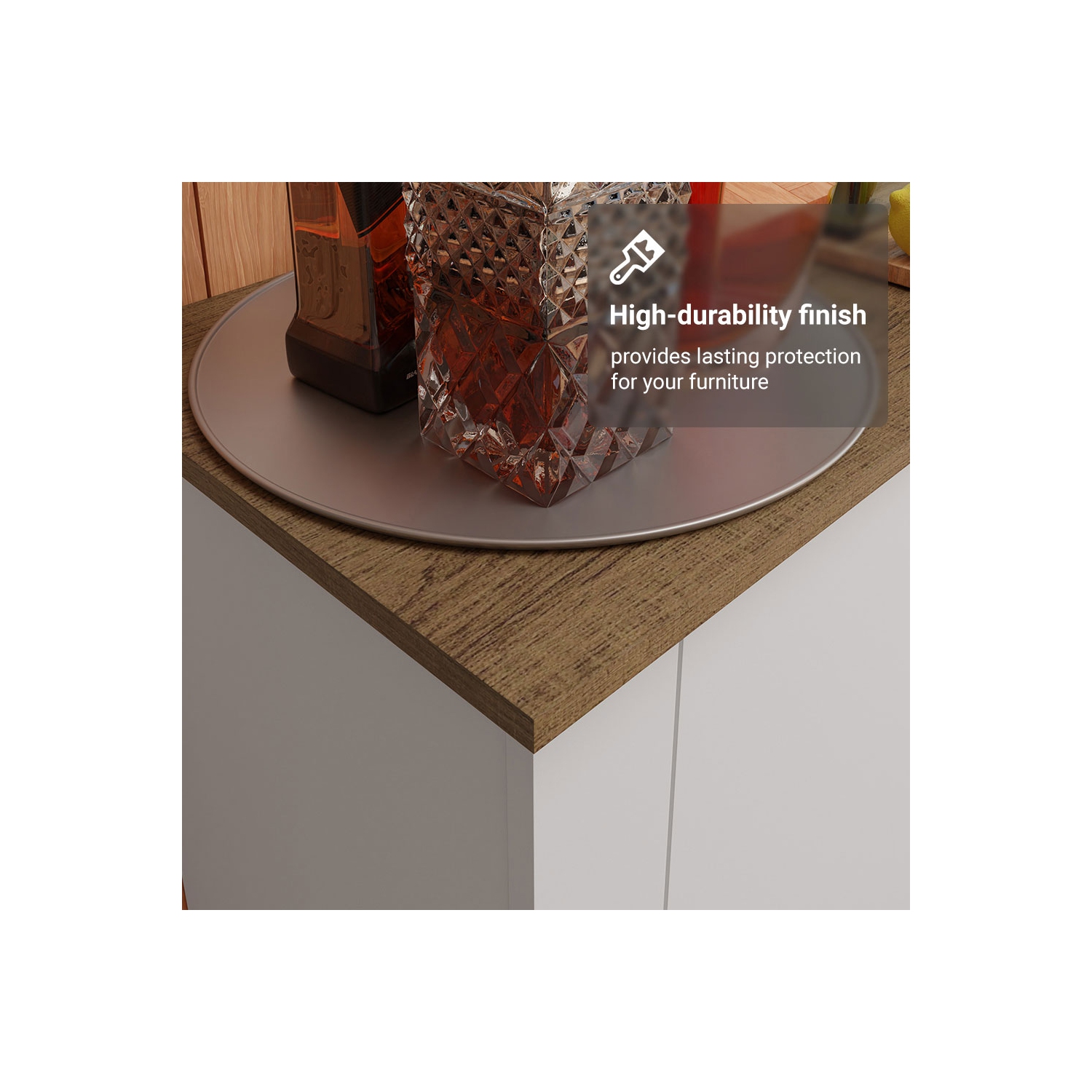 Madesa Home Bar Buffet Storage Cabinet with 3 Doors – Wooden Organization Unit for Kitchen, Dining Room, Ideal for Storing Glassware, Drinks, and