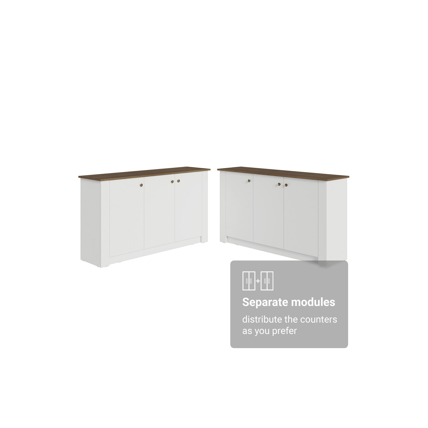 Madesa Kitchen Set 2 Buffet Cabinet with 6 Doors, Pantry Storage for Small Appliances, Utensils, Food Organization Wooden Unit - White