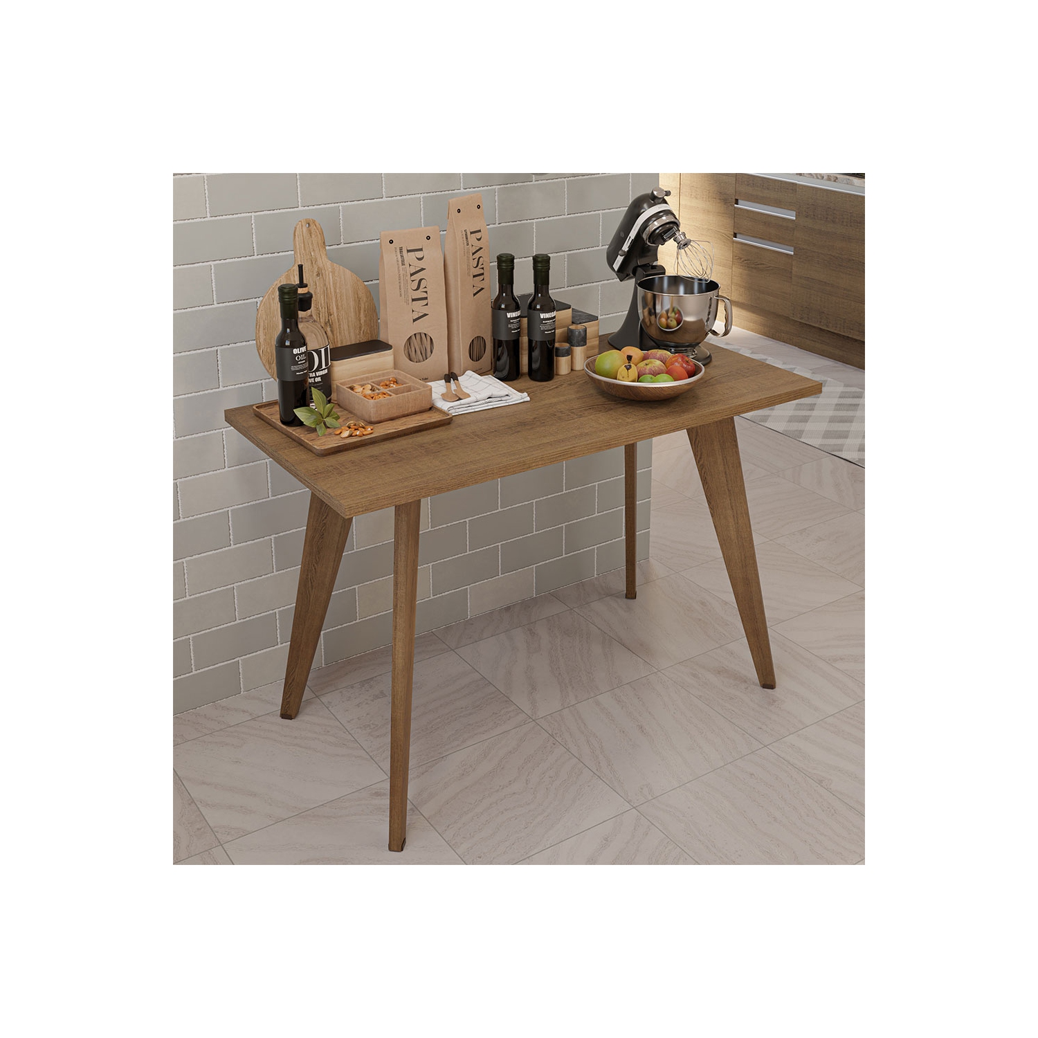 Madesa Kitchen Auxiliary Table with Wooden Surface Multi-Use Prep Station for Meal Preparation, Baking, and Food Organization Compact Countertop