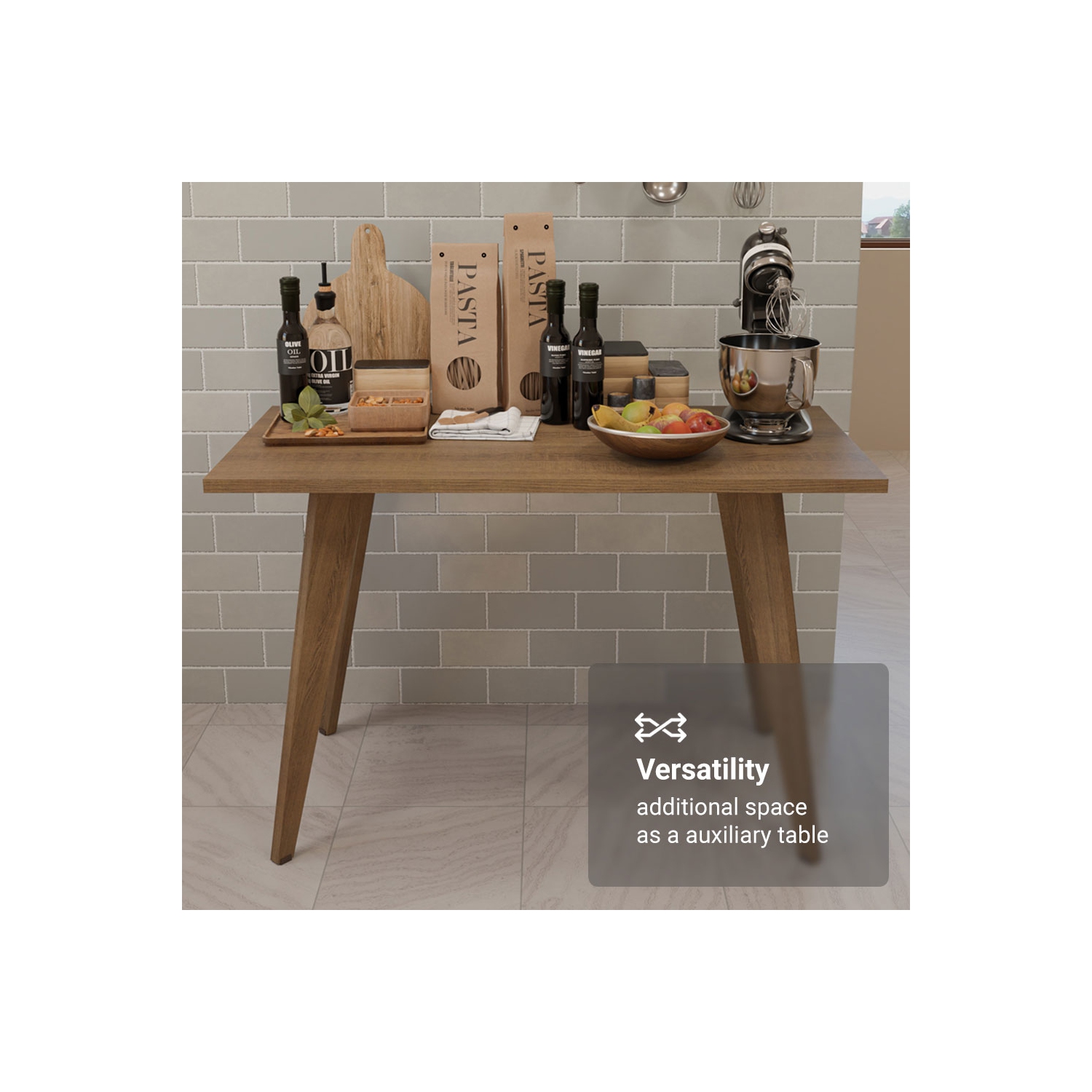 Madesa Kitchen Auxiliary Table with Wooden Surface Multi-Use Prep Station for Meal Preparation, Baking, and Food Organization Compact Countertop