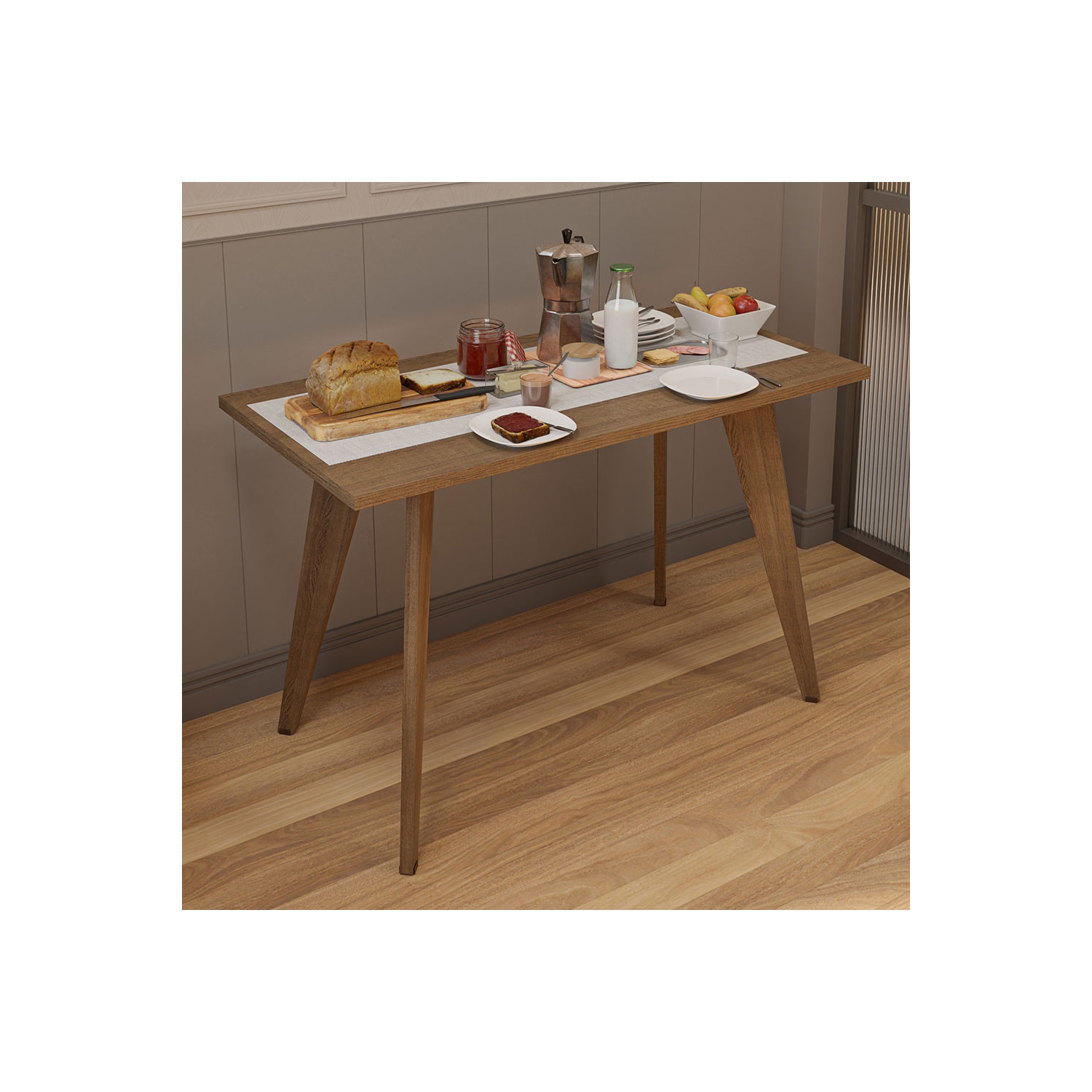 Table à dîner compacte Madesa avec table à déjeuner à surface en bois pour la cuisine, la salle à manger ou le coin déjeuner Idéal pour servir des