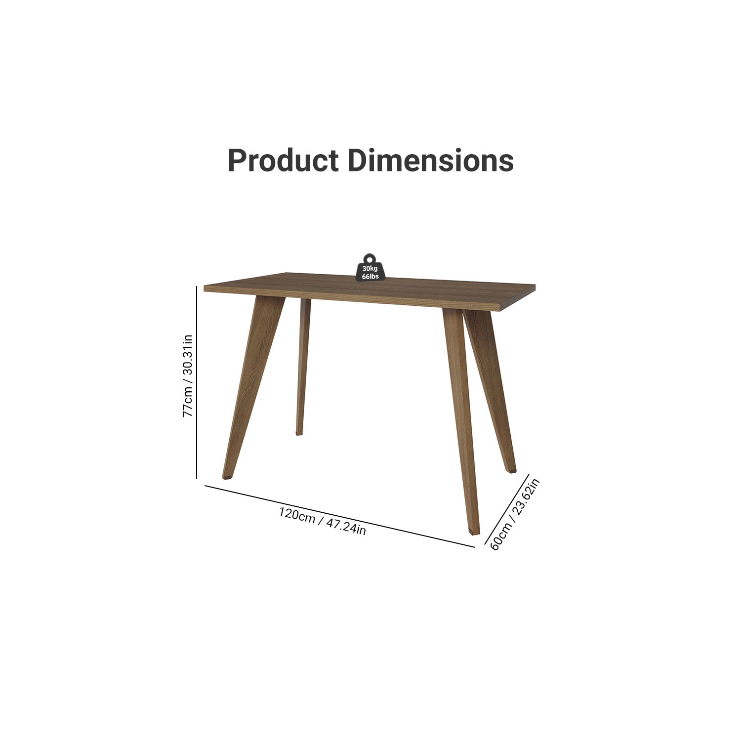 Table à dîner compacte Madesa avec table à déjeuner à surface en bois pour la cuisine, la salle à manger ou le coin déjeuner Idéal pour servir des