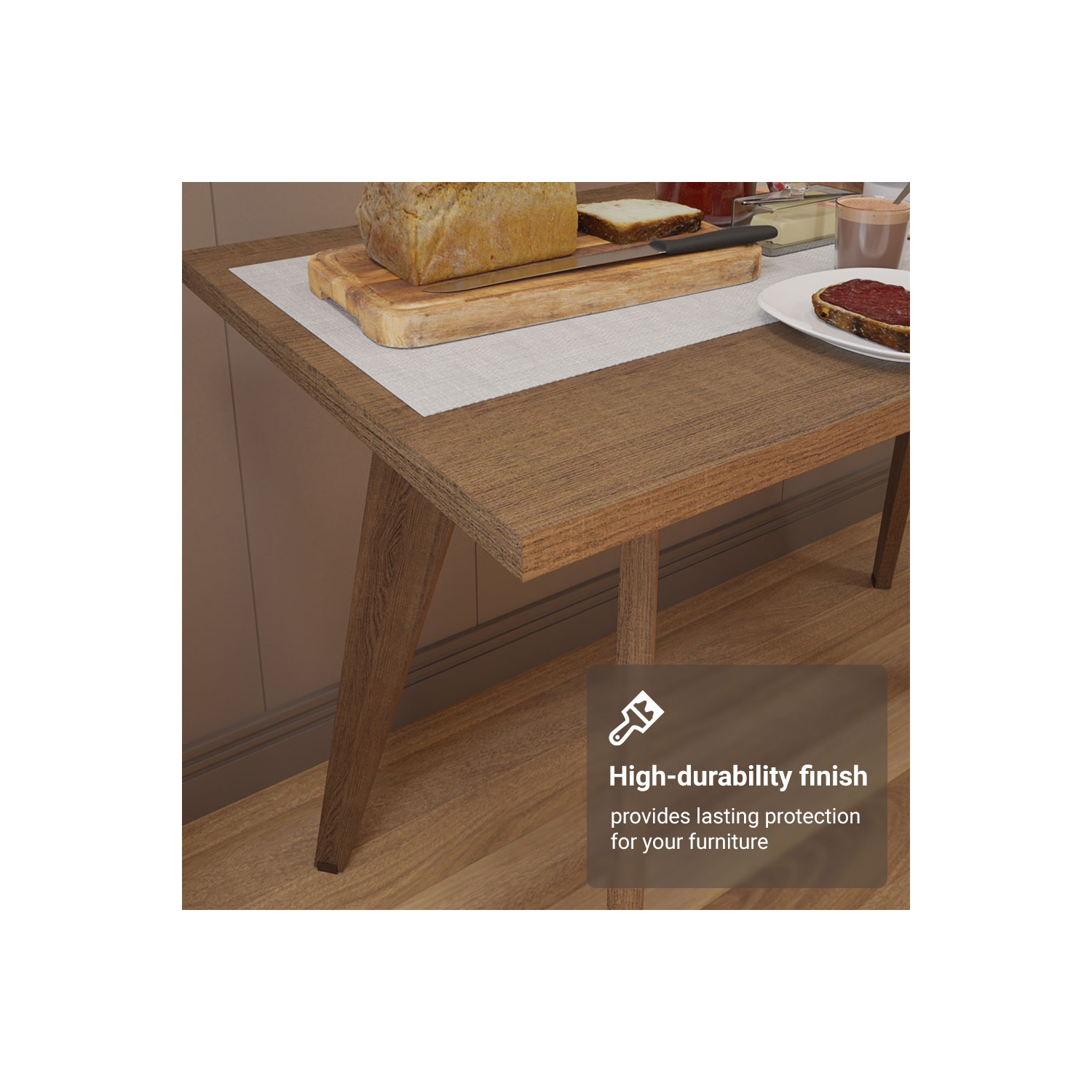 Table à dîner compacte Madesa avec table à déjeuner à surface en bois pour la cuisine, la salle à manger ou le coin déjeuner Idéal pour servir des