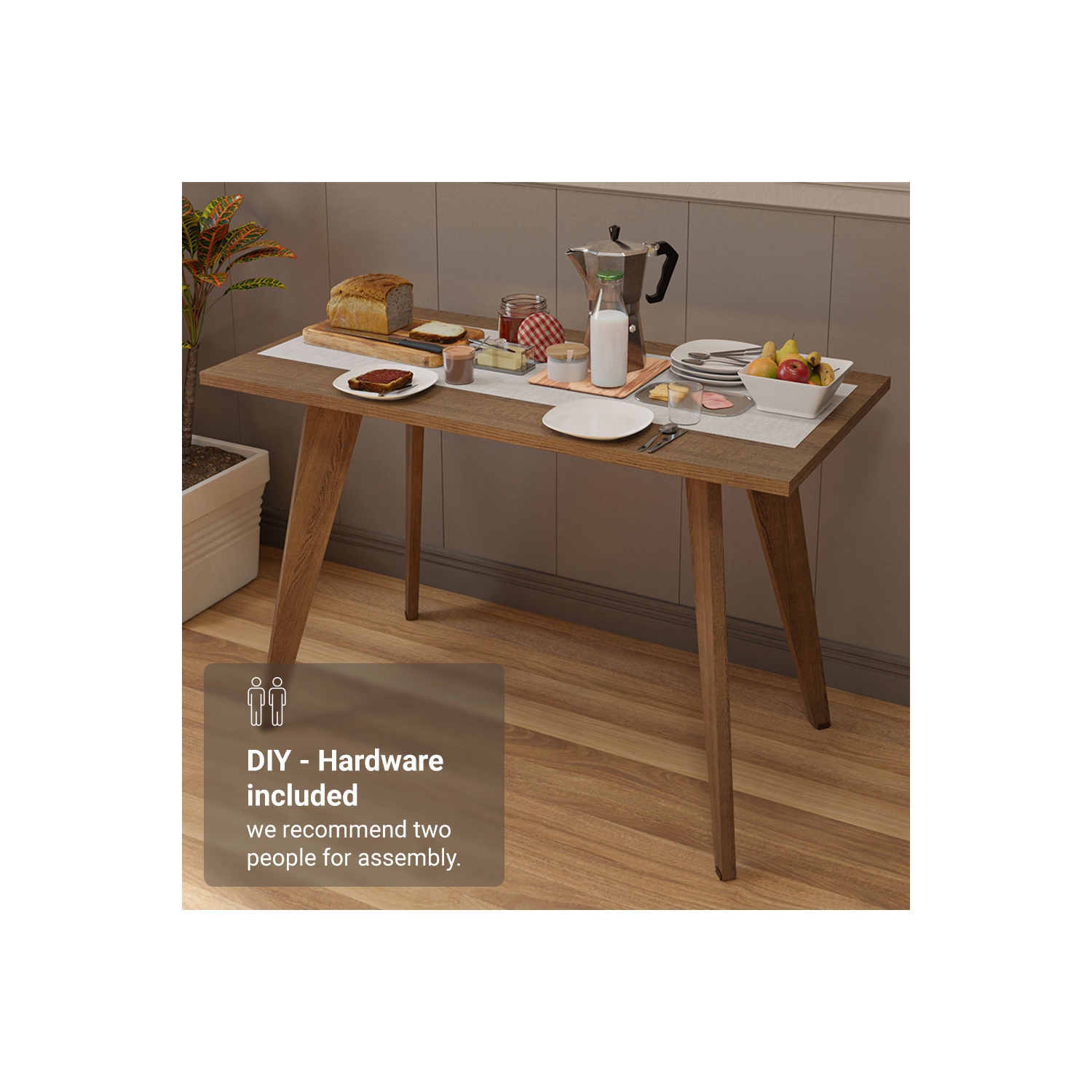 Table à dîner compacte Madesa avec table à déjeuner à surface en bois pour la cuisine, la salle à manger ou le coin déjeuner Idéal pour servir des