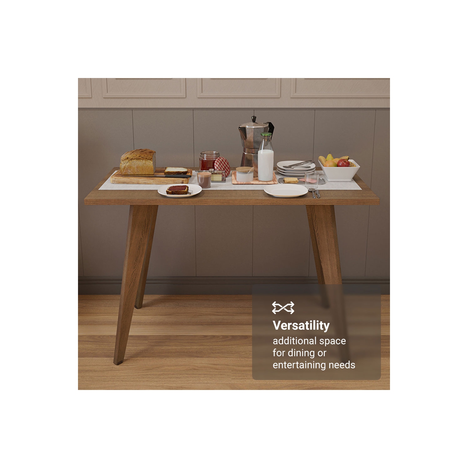 Table à dîner compacte Madesa avec table à déjeuner à surface en bois pour la cuisine, la salle à manger ou le coin déjeuner Idéal pour servir des