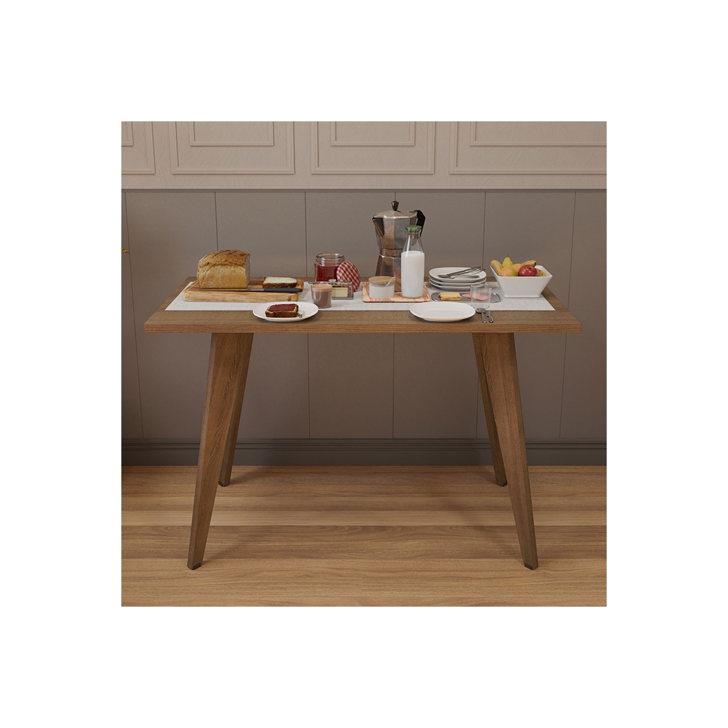 Table à dîner compacte Madesa avec table à déjeuner à surface en bois pour la cuisine, la salle à manger ou le coin déjeuner Idéal pour servir des