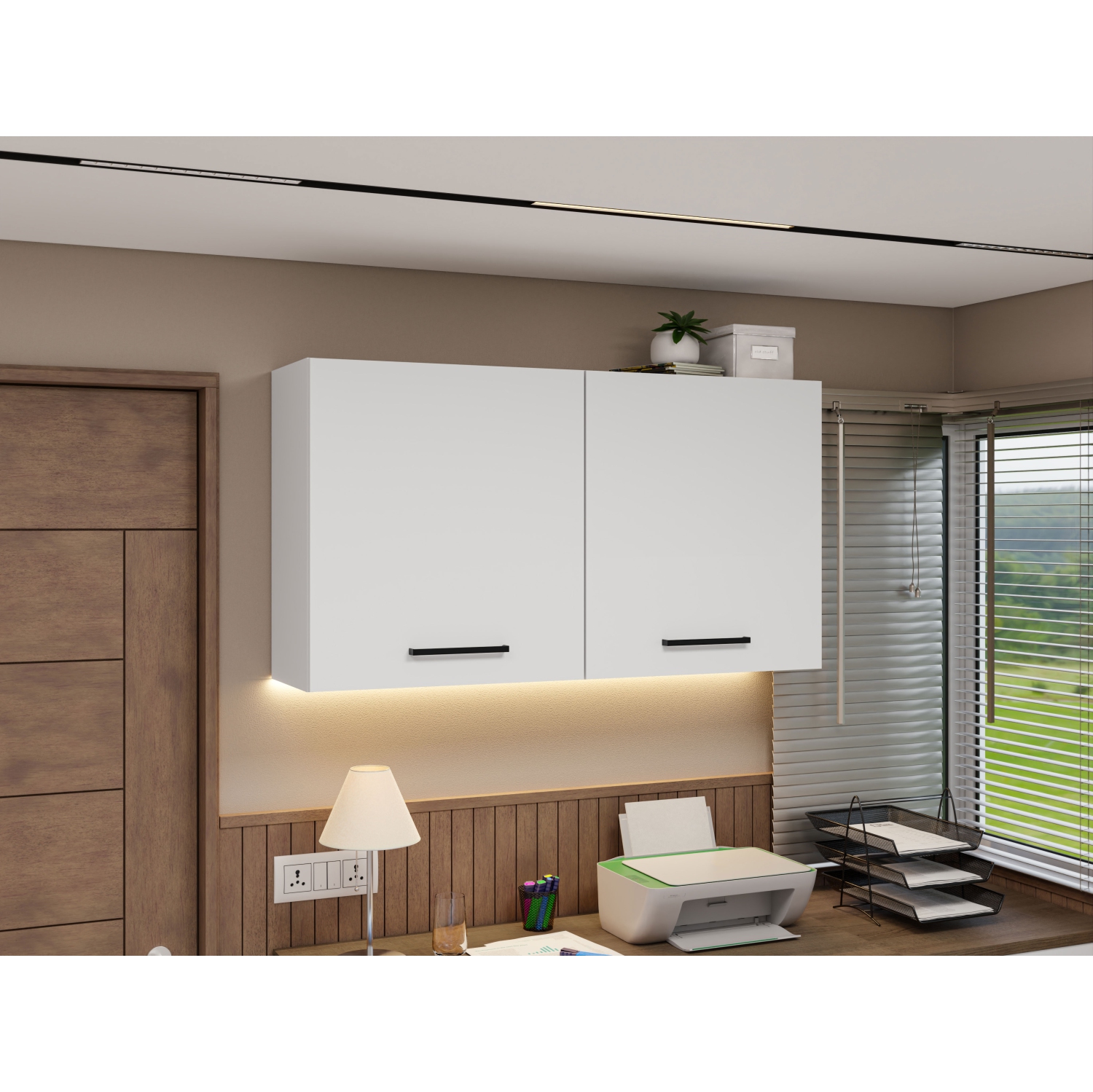 Armoire de rangement de bureau Madesa avec 2 portes en bois pour fournitures de bureau, documents, dossiers, bureau à domicile ou espace de travail –