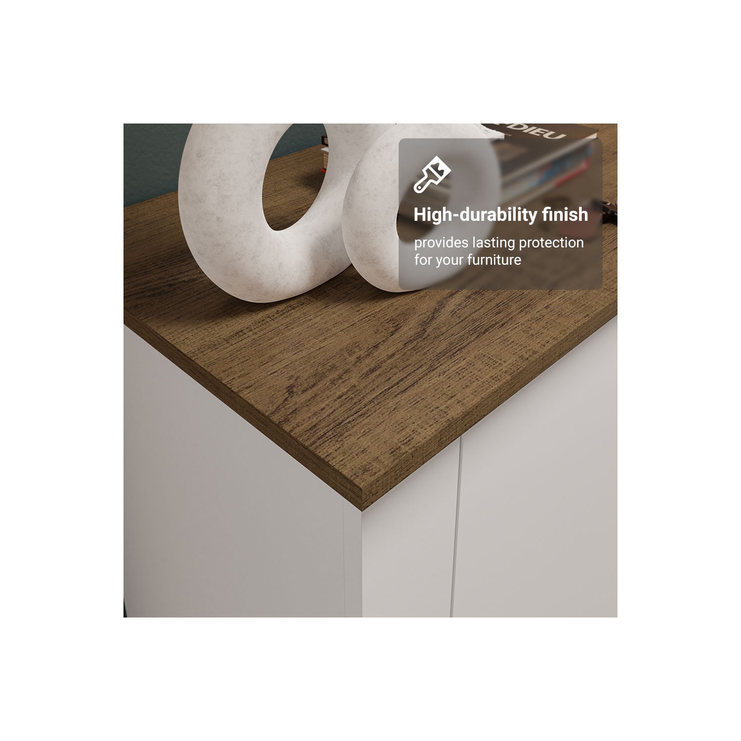 Madesa Entryway Storage Cabinet with 3 Doors – Wooden Cabinet Unit for Hallway, Living Room, or Foyer Ideal for Organizing Decor, Keys, and Everyday