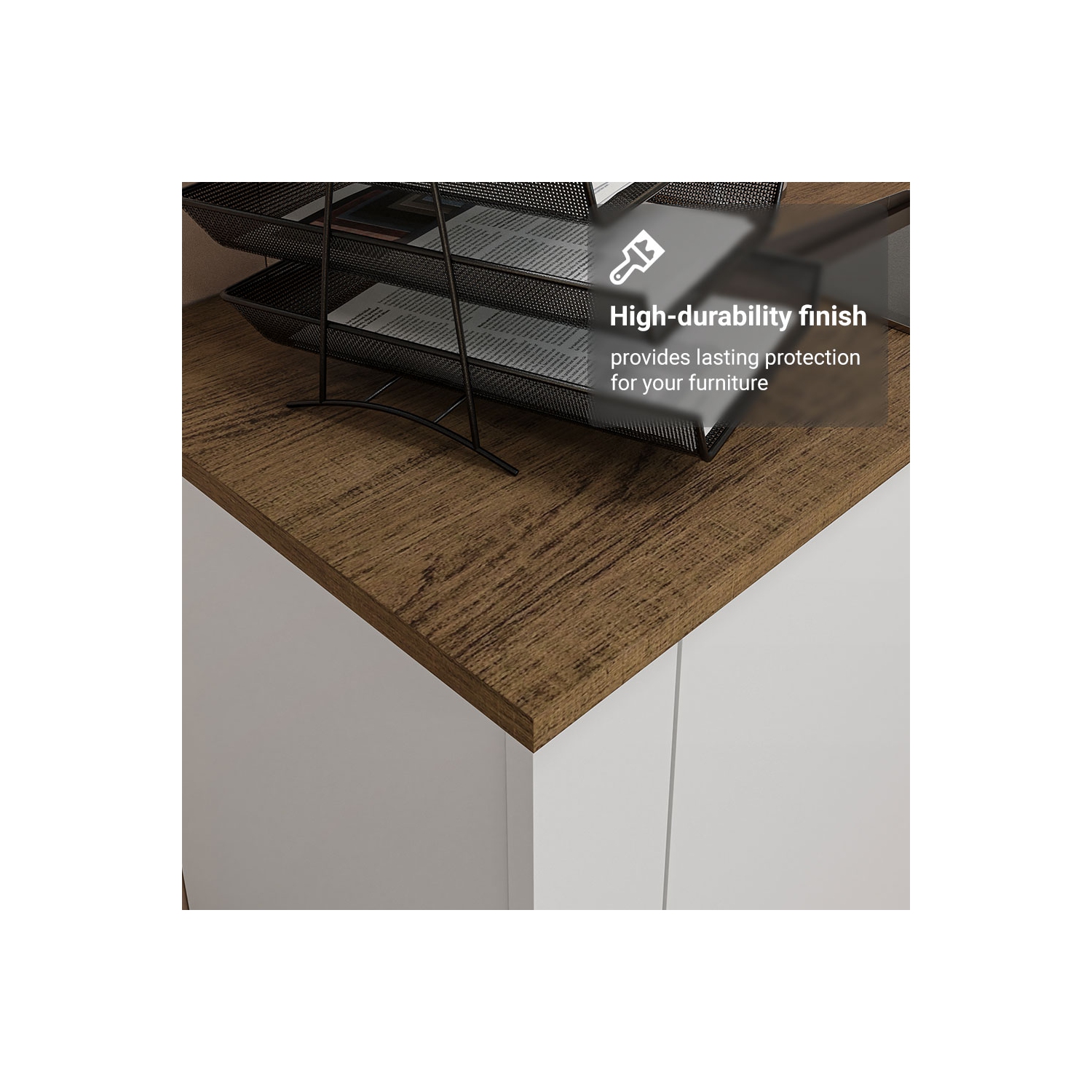 L'armoire de rangement de bureau Madesa avec 3 portes en bois pour fournitures de bureau, documents et imprimantes est idéale pour le bureau à