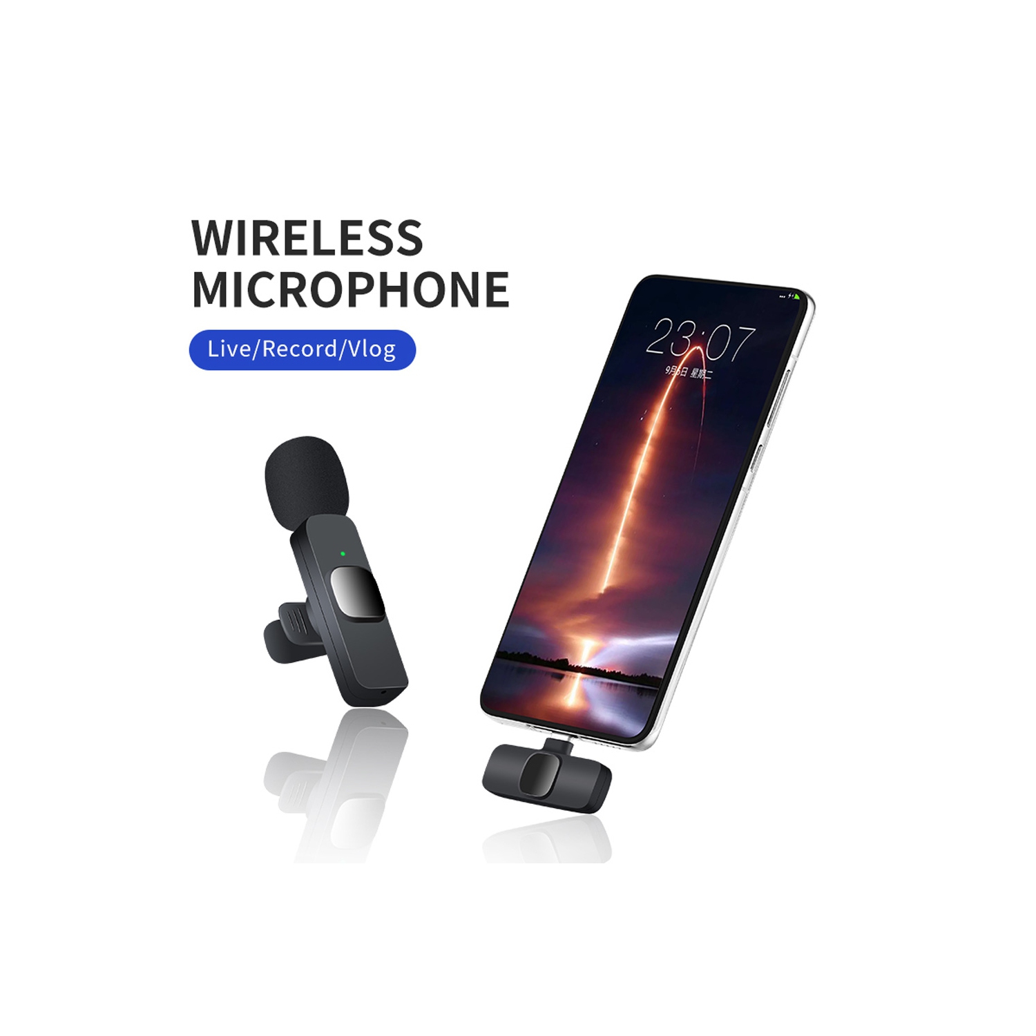 Micro-cravate sans fil de type C avec réduction du bruit et récepteur USB-C 2 TX +1 RX d'HYFAI