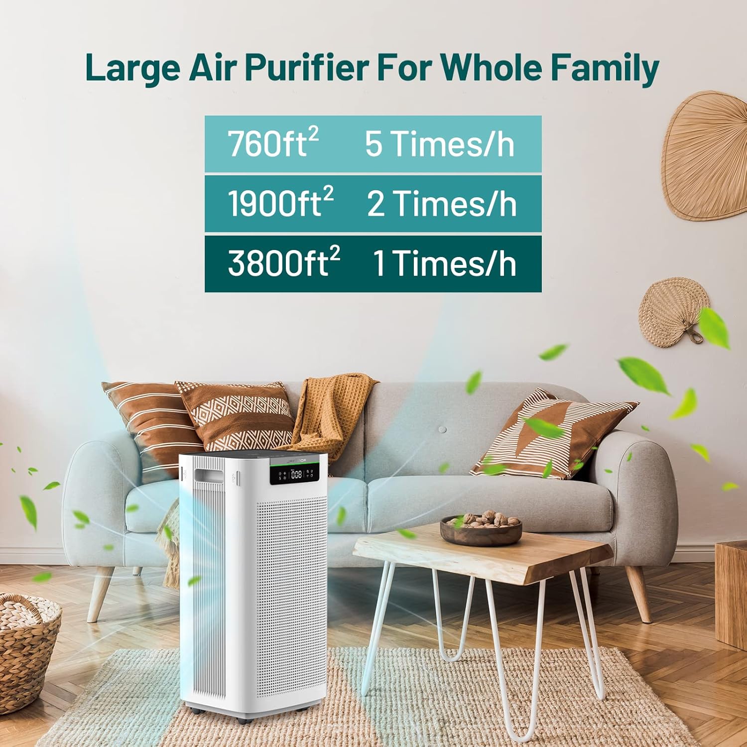Purificateurs d'air Accueil Grande pièce 3800&nbsp;pi² Filtres HEPA véritables APPLICATION au charbon actif et Alexa Poussière de purificateur d'air