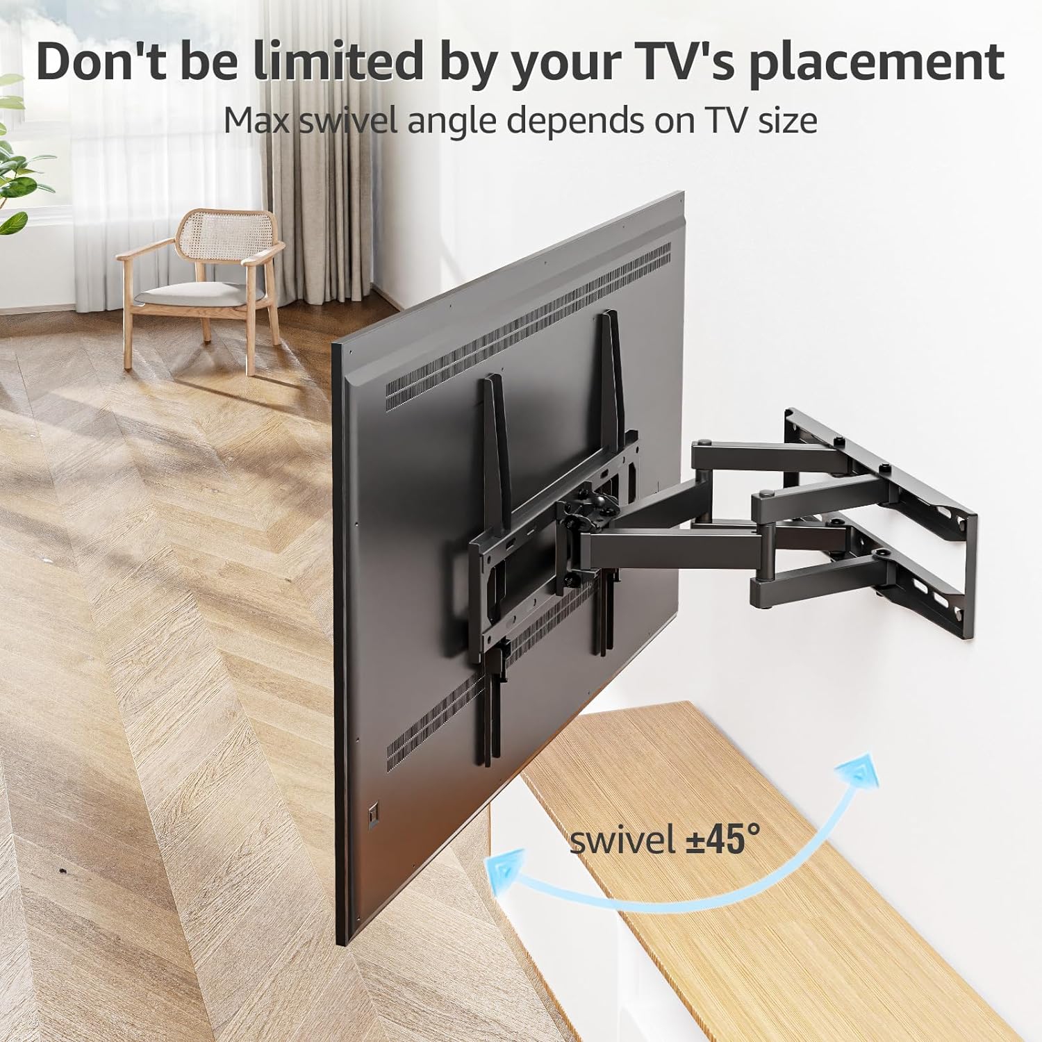 TV Wall Mount for 26-65 Inch Flat Curved LED LCD Screen TVs Full Motion TV Mount Holds up to 88lbs, Tilt Swivel Extension Wall Mount TV Bracket, Max