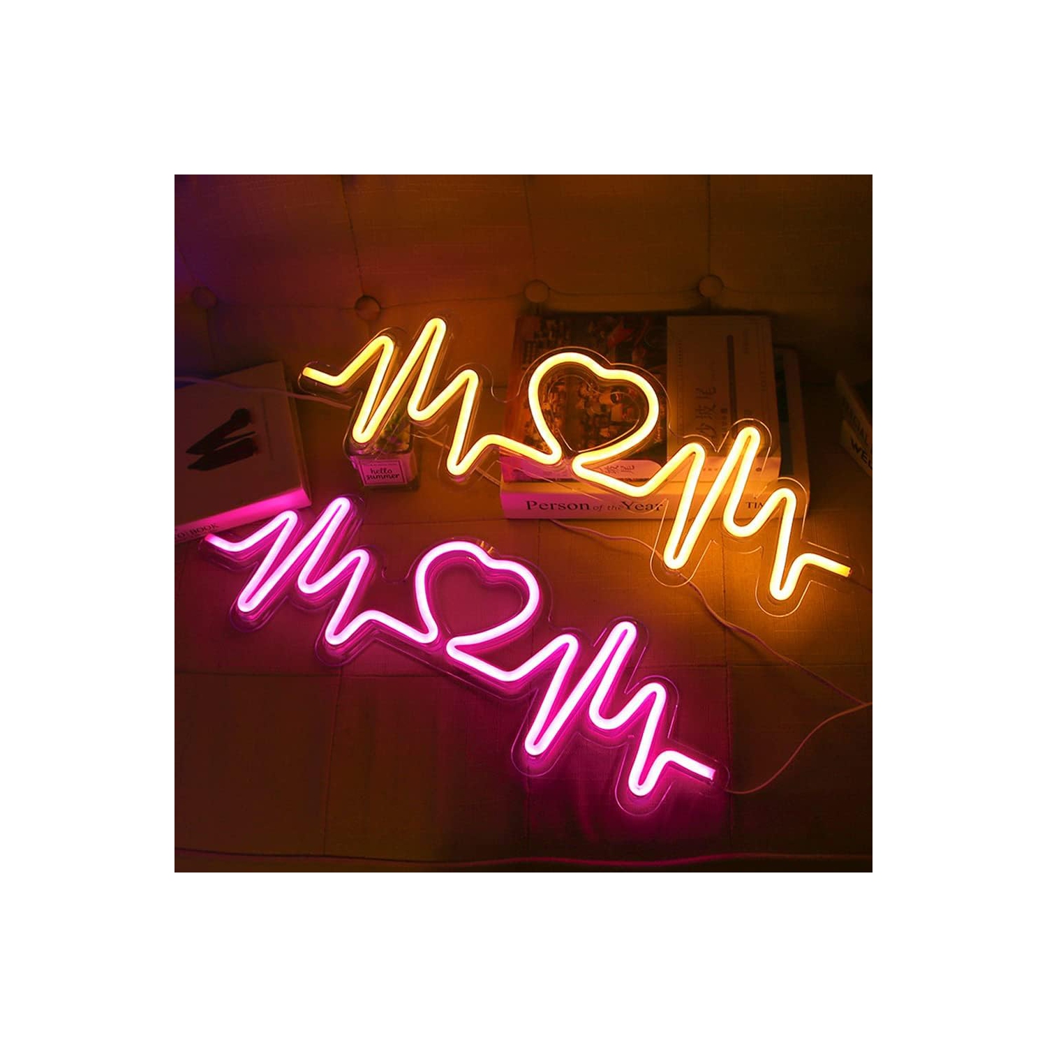 1-pcs USB Powered Heartbeat Pink Led Neon Signs Wall Light Love Logo Backplane Lighing Confession Decor