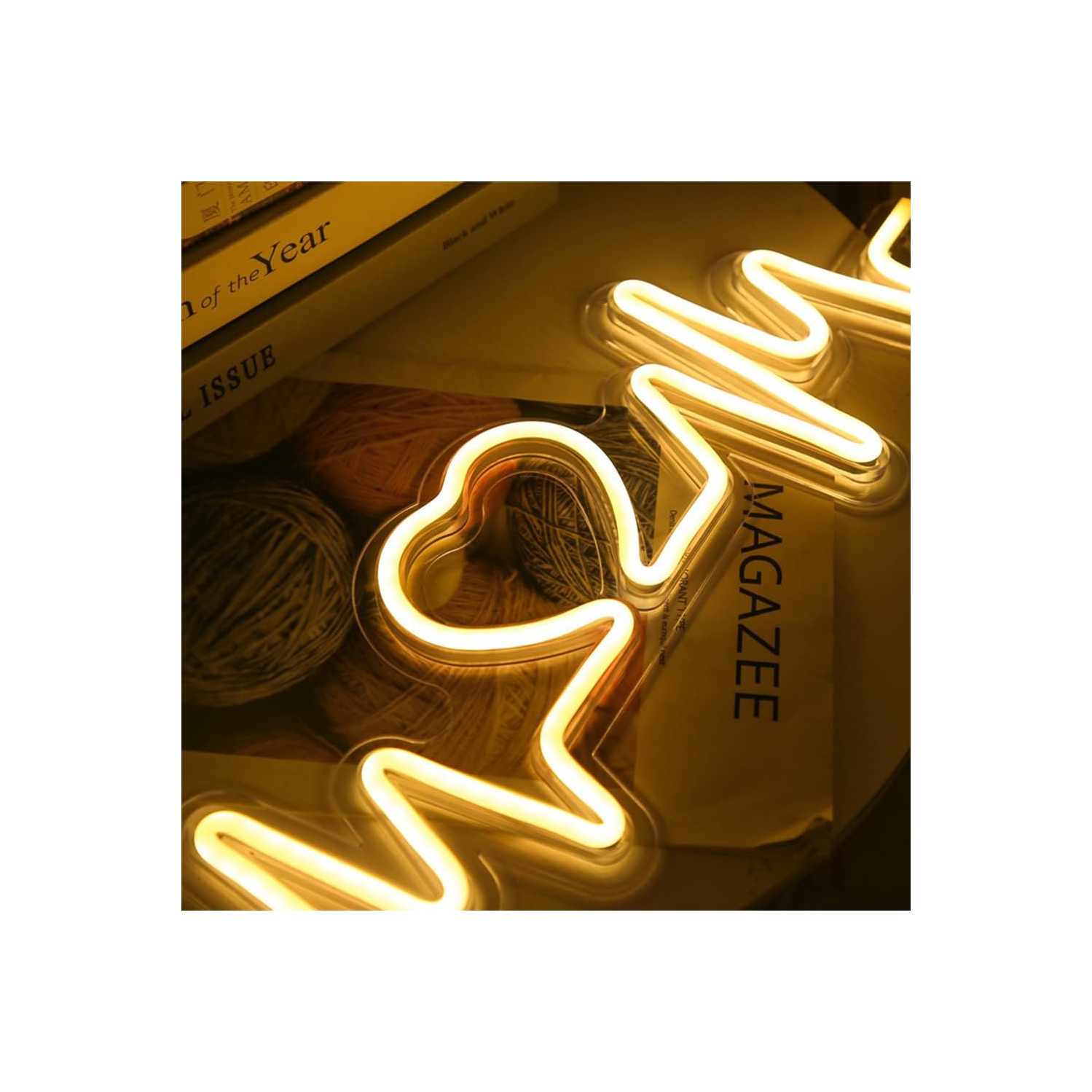 1-pcs USB Powered Heartbeat Pink Led Neon Signs Wall Light Love Logo Backplane Lighing Confession Decor