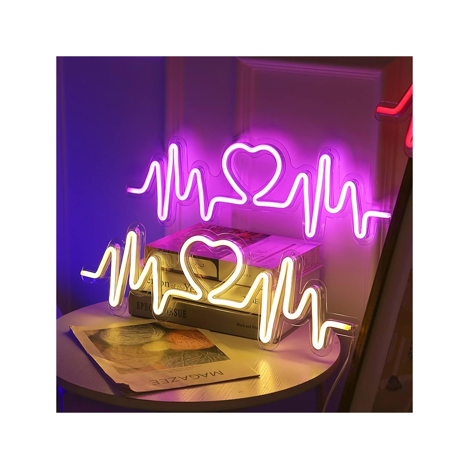 1-pcs USB Powered Heartbeat Pink Led Neon Signs Wall Light Love Logo Backplane Lighing Confession Decor