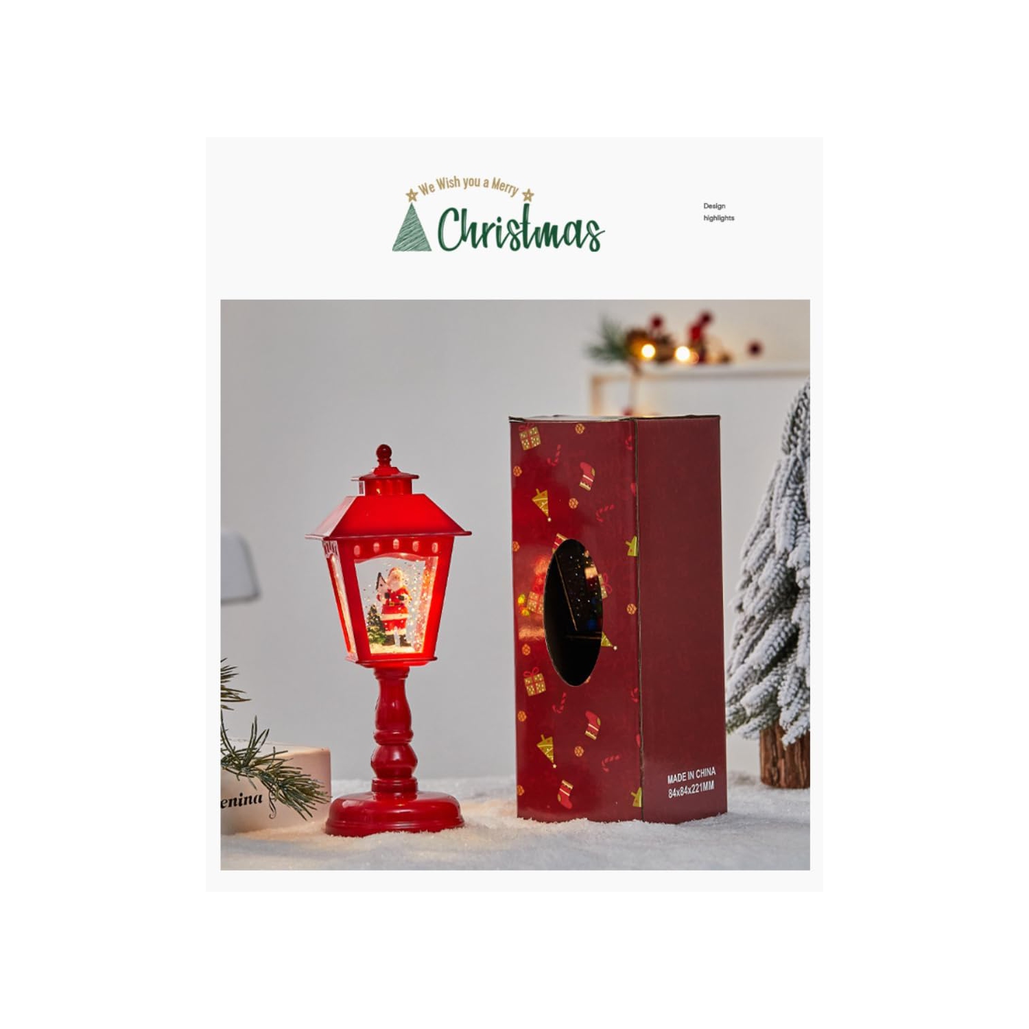 1-pcs Santa Claus Table Lamp Night Light with Hexagonal Cone Lampshade for Party Decoration Christmas Ornament