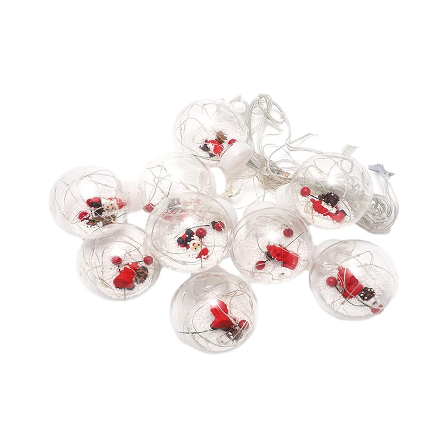 9.84ft 10 Lights Christmas Wishing Ball String Lights, Xmas Santa, Snowman, Curtain Lights for Home Window Ornaments, Indoor Outdoor Waterproof
