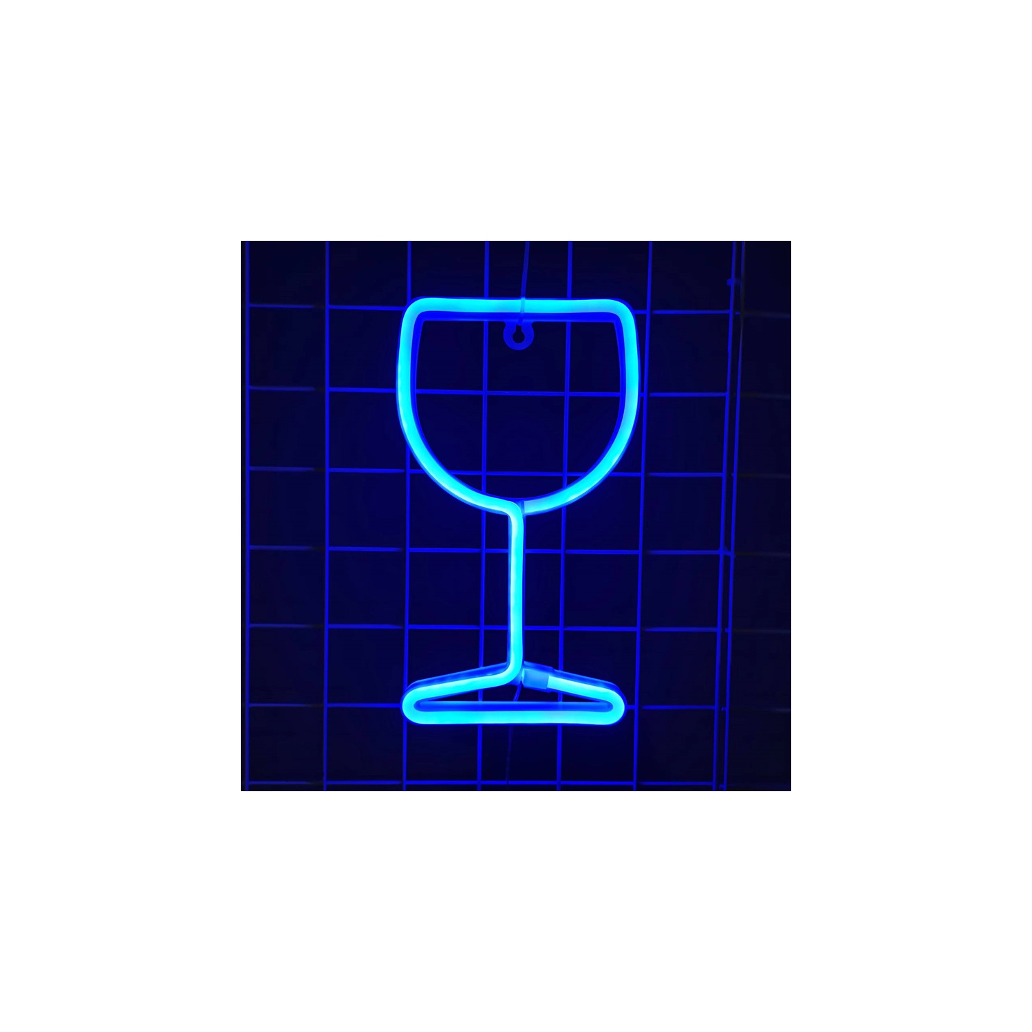 Neon Signs Wine Glass Lights - Set of 1 LED Neon Lights for Bar Decor Cool Stuff Battery/USB Operated Light up Signs - Blue