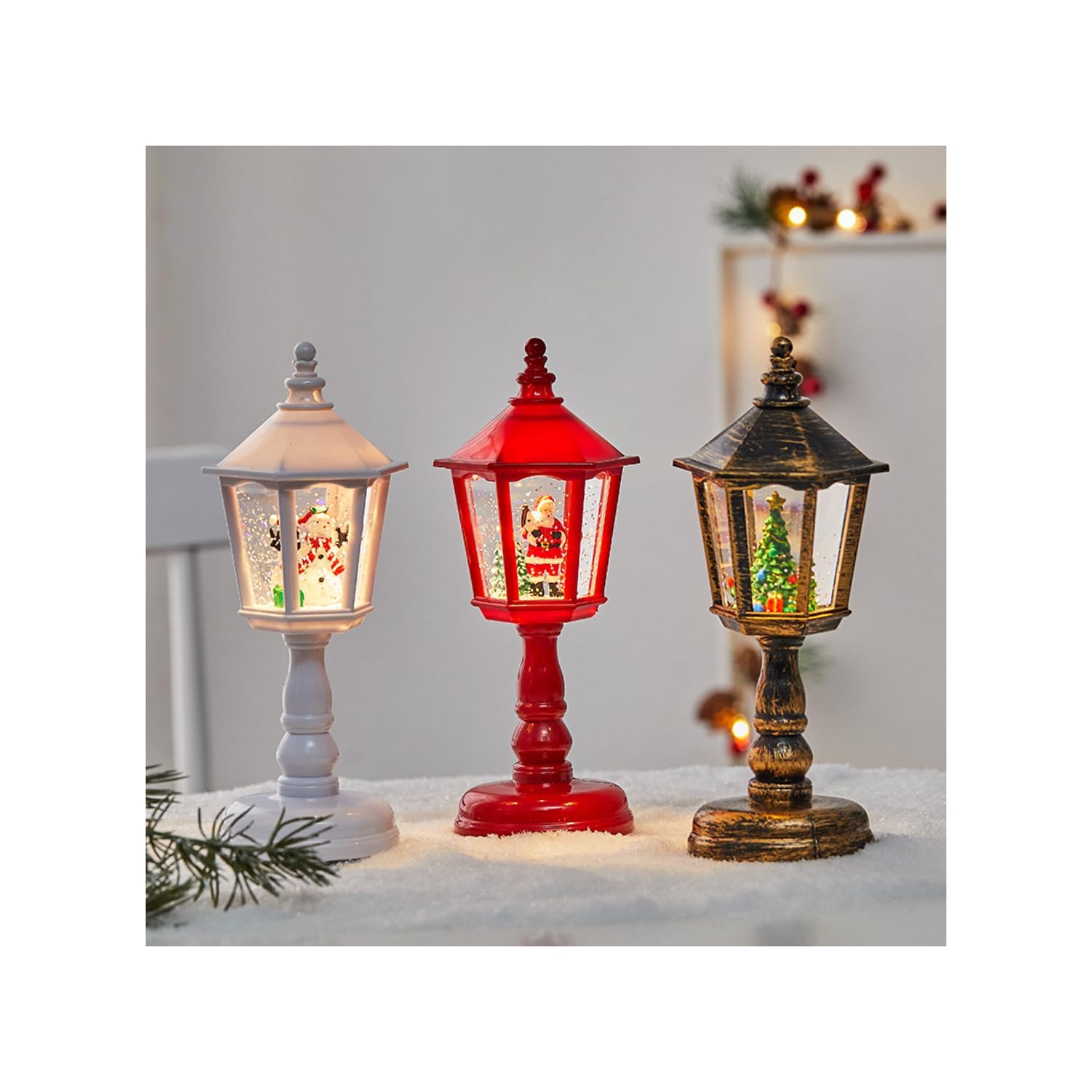 Lampe de table Santa Claus 1 pièces avec abat-jour conique hexagonal pour décoration de Noël de fête