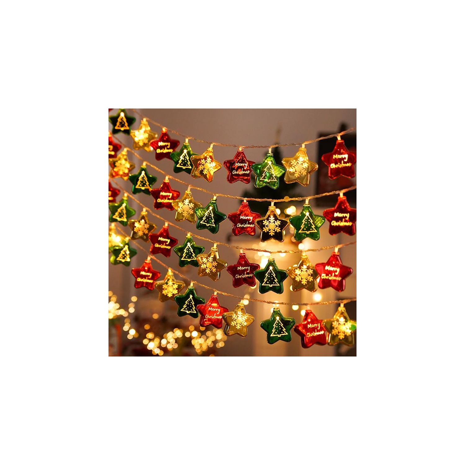 Jeu de lumières à 40 DEL de 19 pi, décoration d'arbre de Noël, lumières de fée étanches d'intérieur, ampoules de Noël scintillantes d'extérieur, à