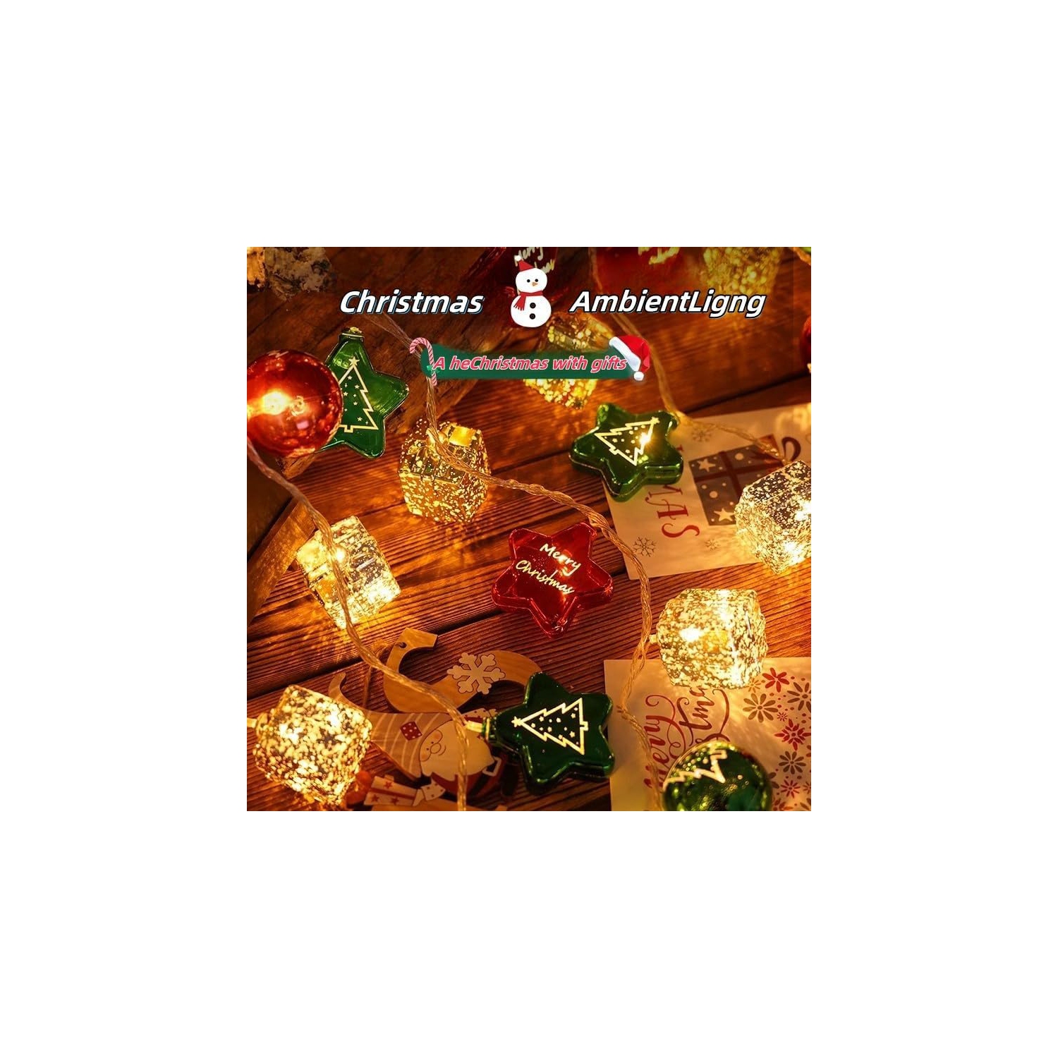 Jeu de lumières à 40 DEL de 19 pi, décoration d'arbre de Noël, lumières de fée étanches d'intérieur, ampoules de Noël scintillantes d'extérieur, à