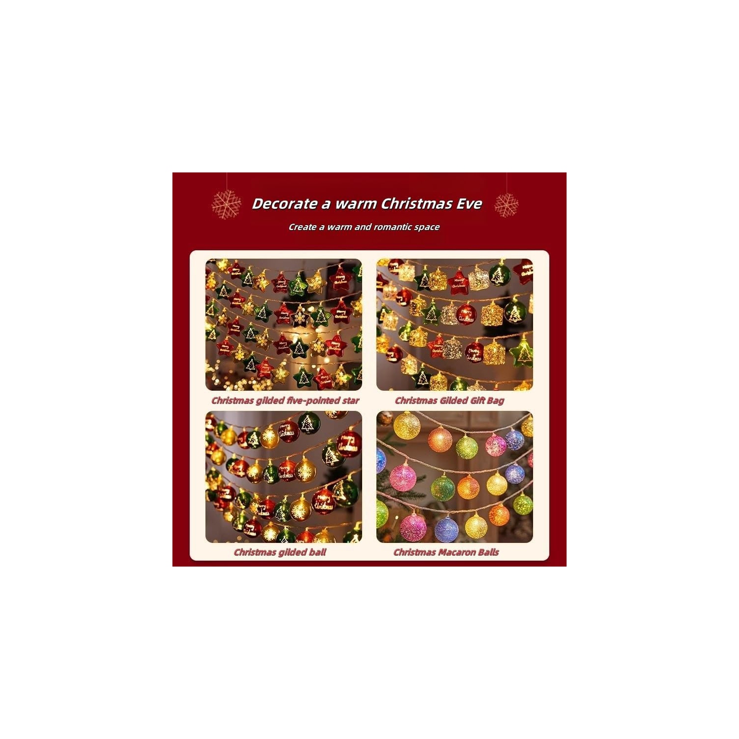 Jeu de lumières à 40 DEL de 19 pi, décoration d'arbre de Noël, lumières de fée étanches d'intérieur, ampoules de Noël scintillantes d'extérieur, à