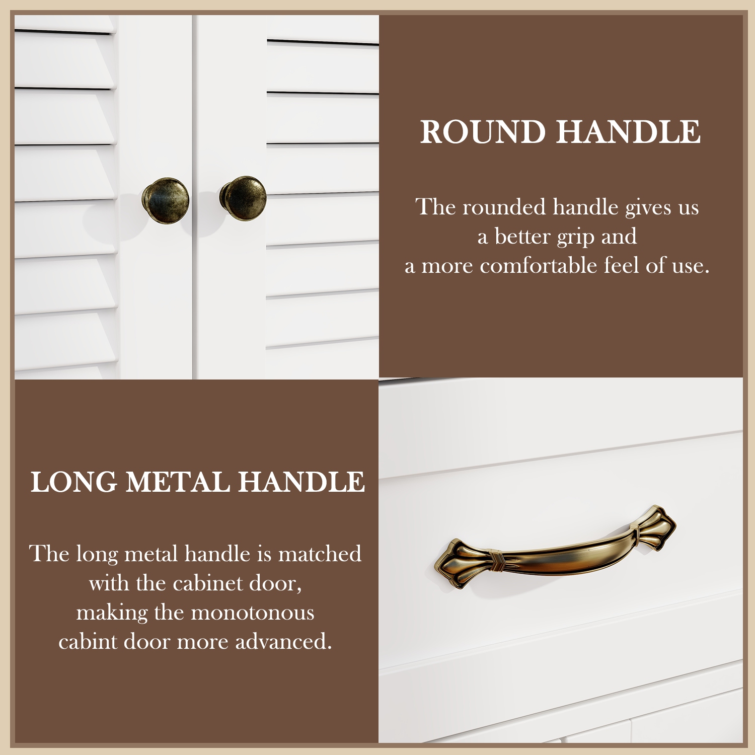 White Paint Wood Storage Cabinet With 4-Shutter Doors, Drawers and Adjustable Shelves For Office, Kitchen