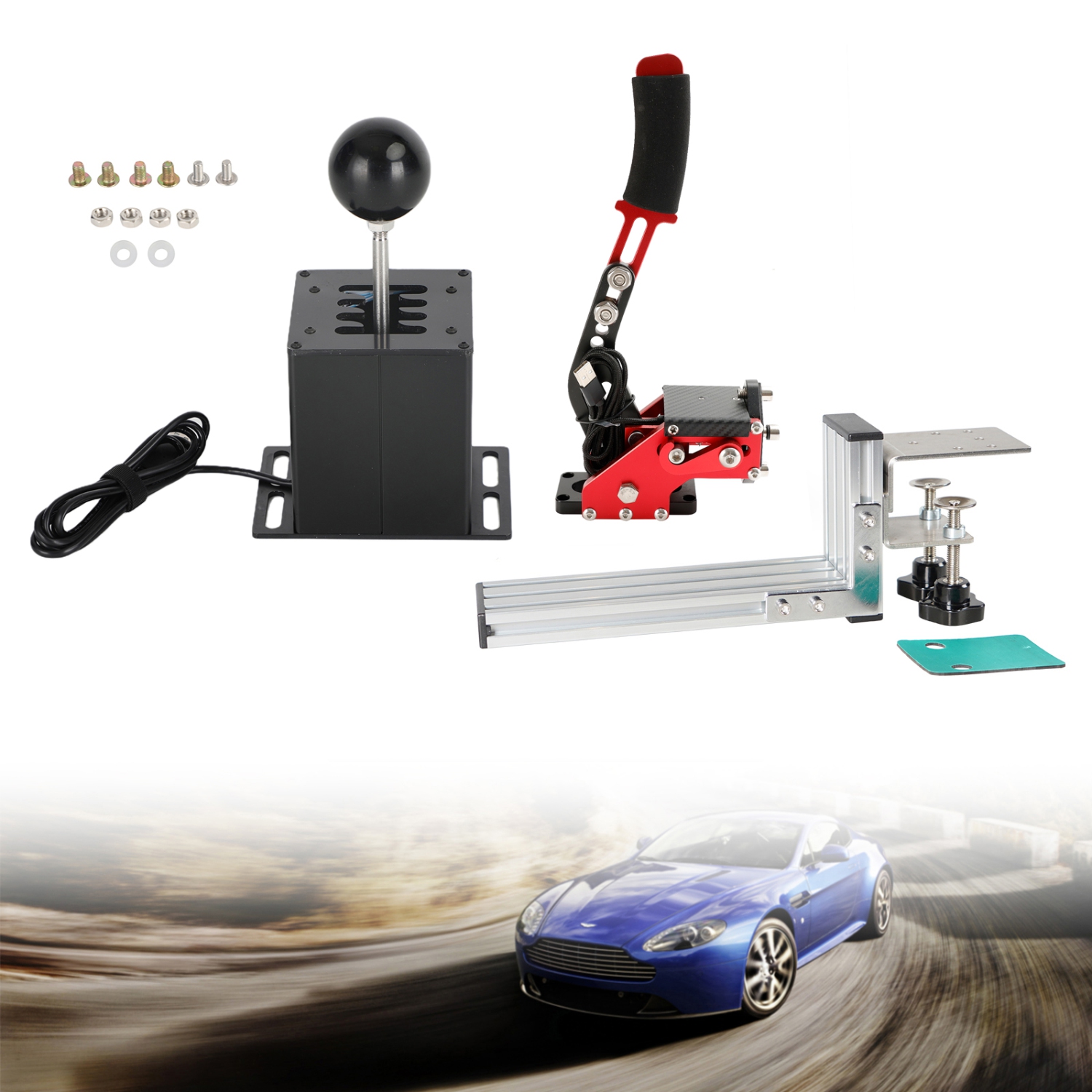 USB Handbrake with L Clip and 7+R H Shifter for Logitech G25 G27 G29 Racing Game