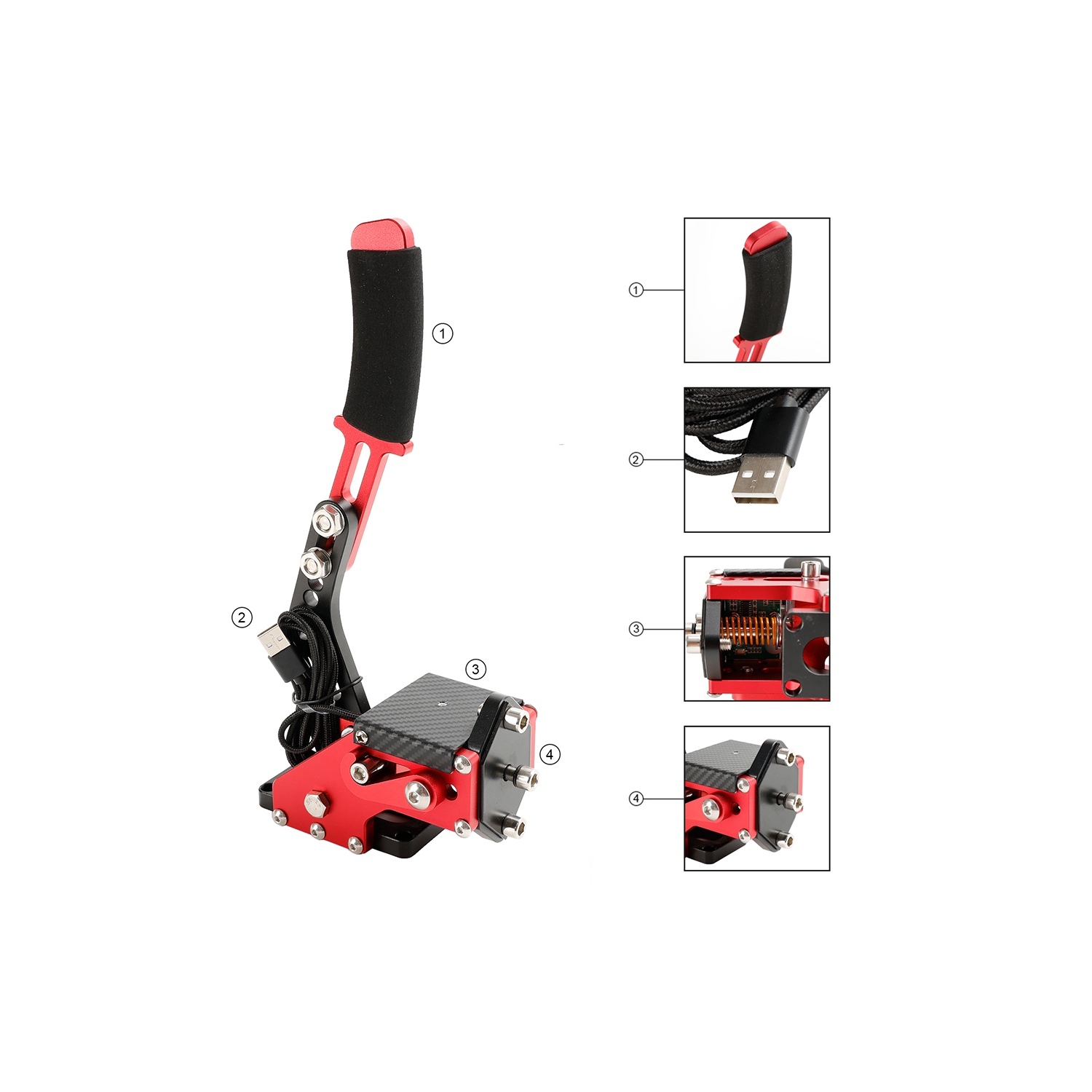 Frein à main USB3.0 14 bits pour le support de volant G27/G29 G920 PC rouge