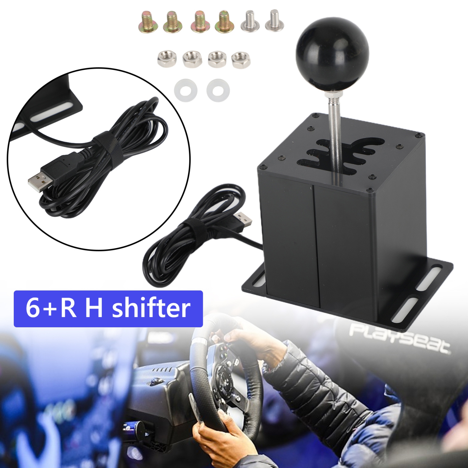 6+R USB Simulator H Gear shifter for Logitech G29 G920 Steering Wheel PC Black